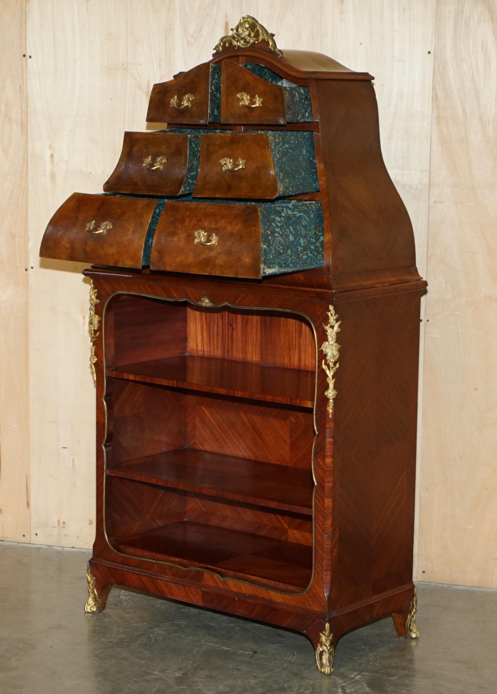 IMPORTANT ANTIQUE STAMPED VICTOR RAULIN CARTONNIER CABINET BOOKCASE & DRAWERs For Sale 9