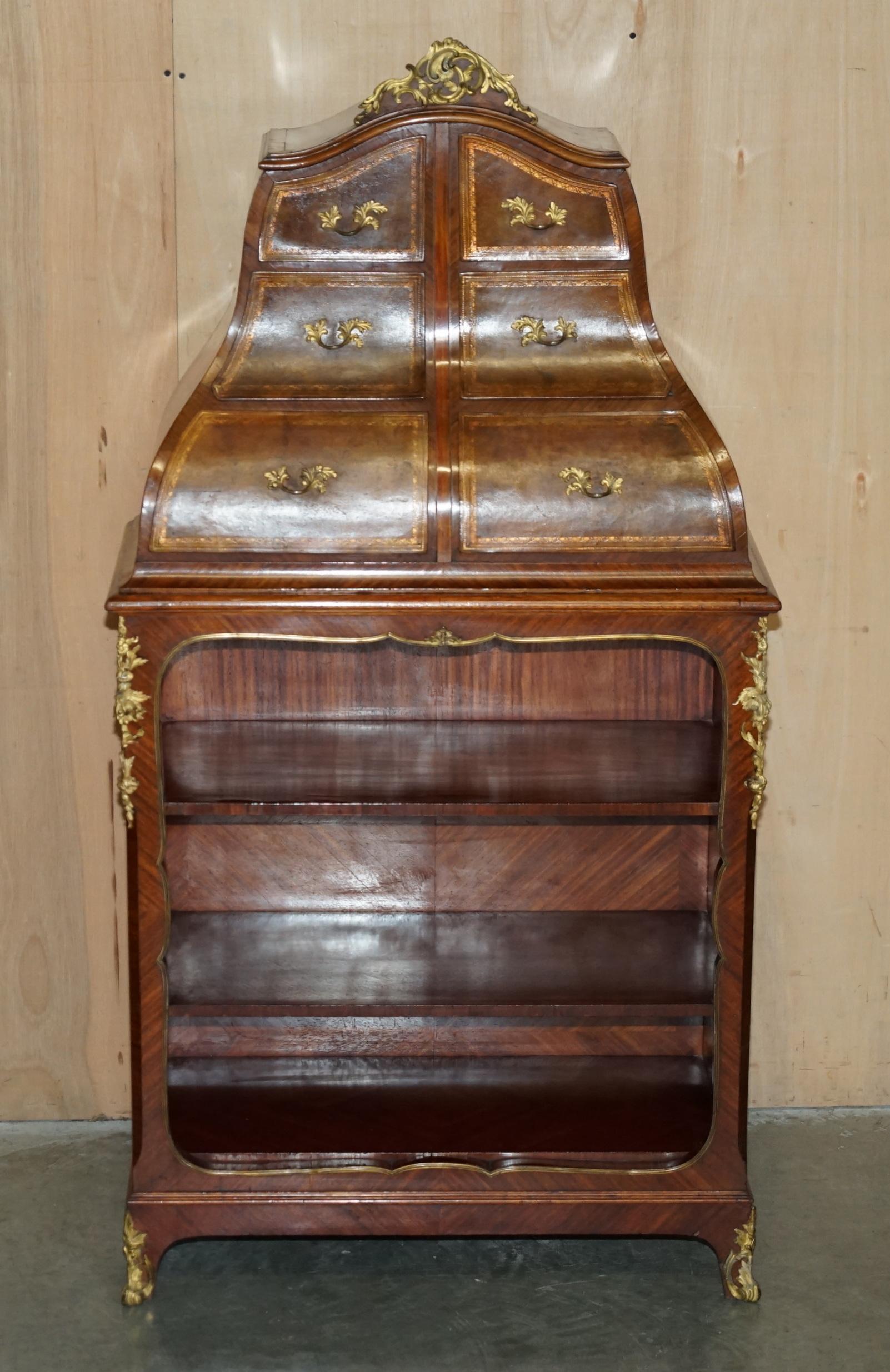 Victorian IMPORTANT ANTIQUE STAMPED VICTOR RAULIN CARTONNIER CABINET BOOKCASE & DRAWERs For Sale