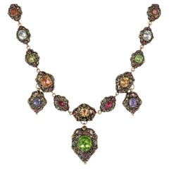 Importante collana antica svizzera in smalto e pietre dure
