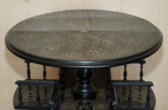 Important Antique Victorian Chinese Chinoiserie Revolving Bookcase Side Table