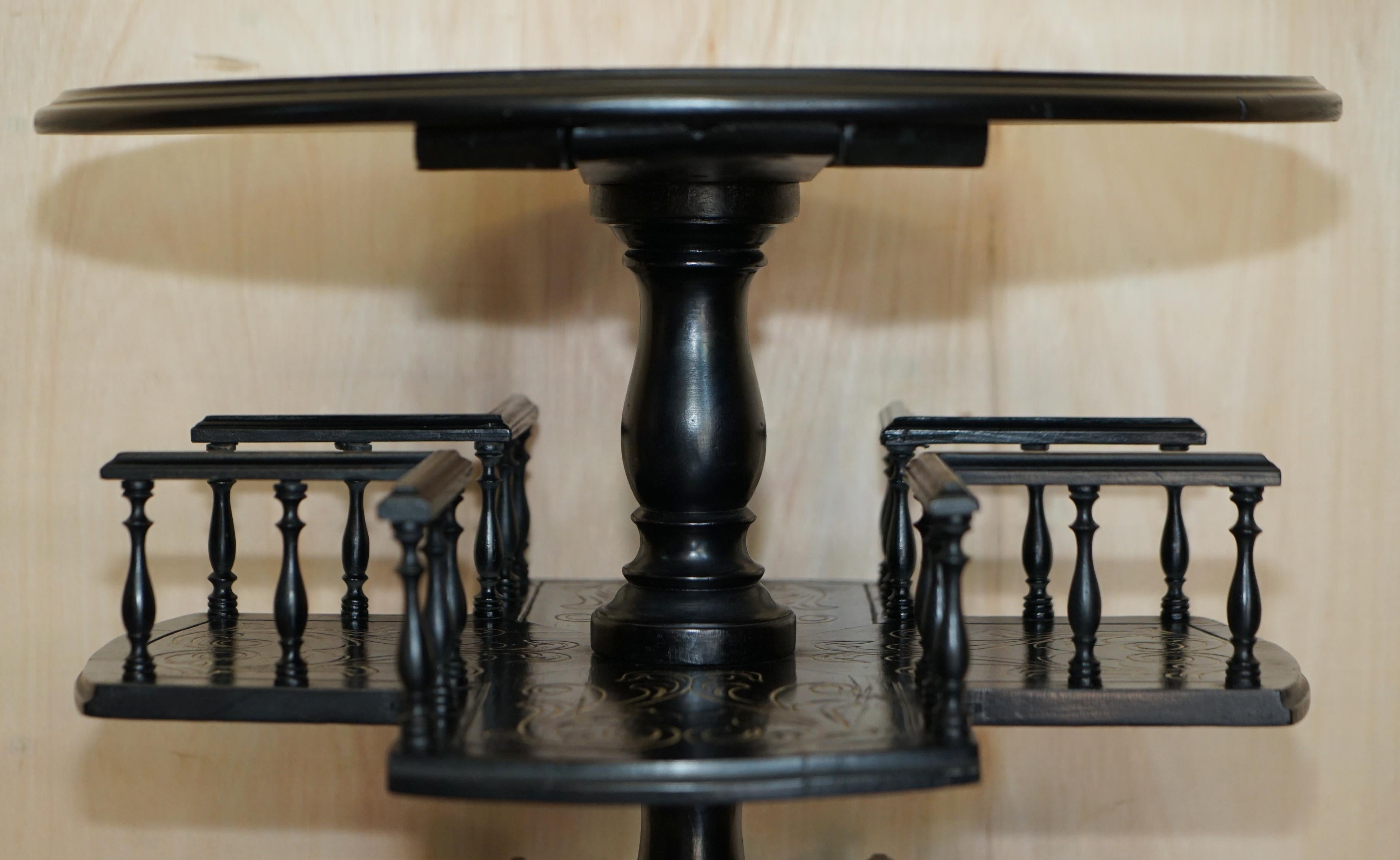 Hand-Crafted Important Antique Victorian Chinese Chinoiserie Revolving Bookcase Side Table