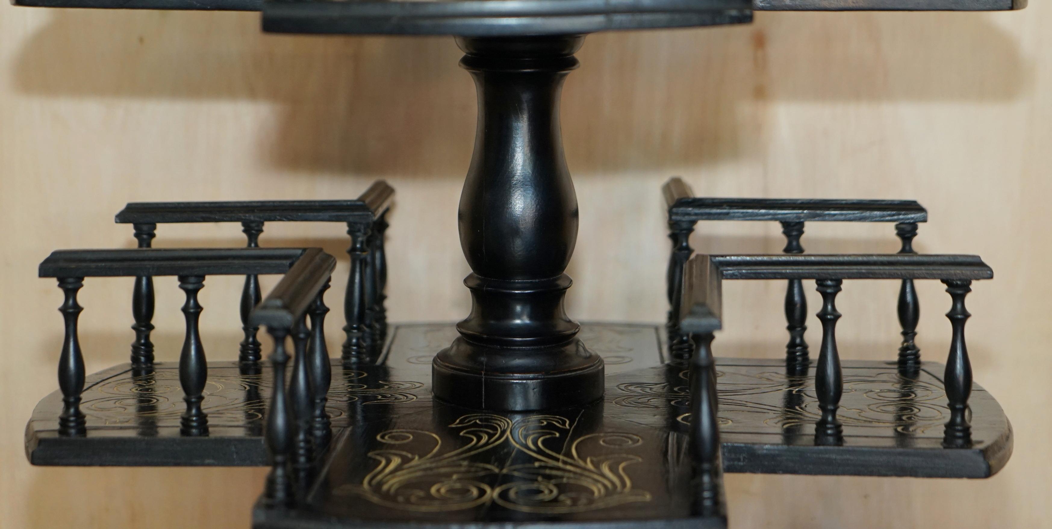 Important Antique Victorian Chinese Chinoiserie Revolving Bookcase Side Table In Good Condition In West Sussex, Pulborough