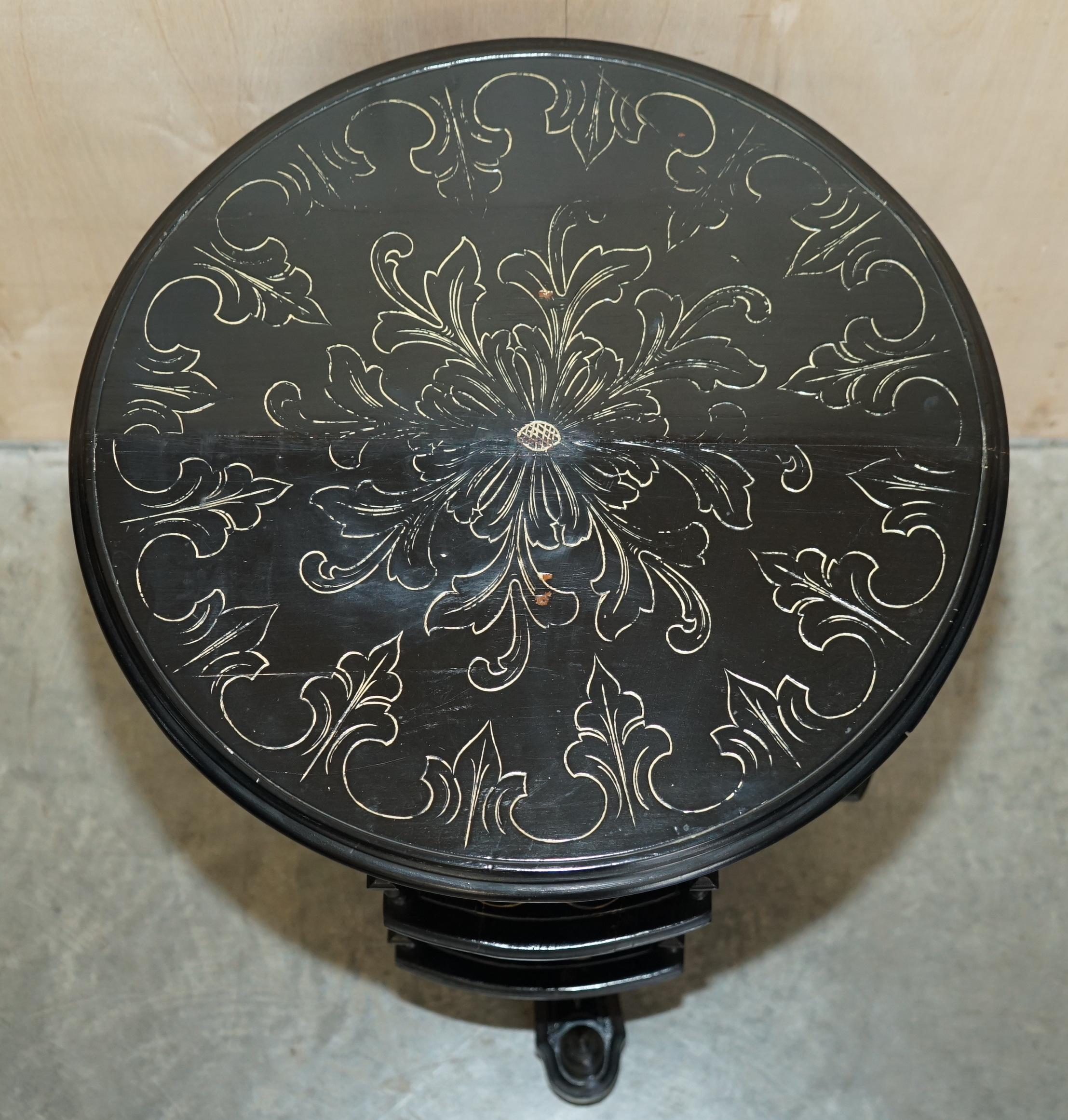 Wood Important Antique Victorian Chinese Chinoiserie Revolving Bookcase Side Table