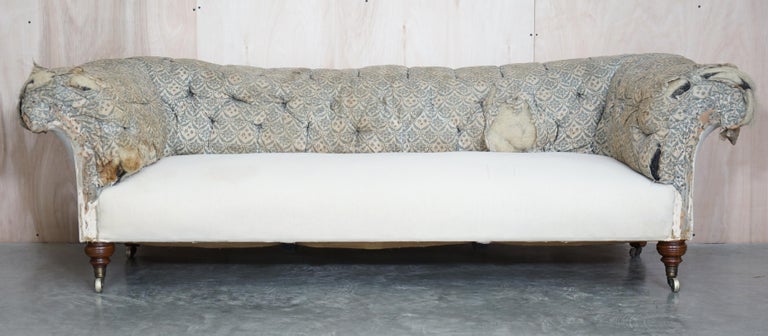 We are delighted to offer for sale very rare, original Victorian circa 1860 Howard & Son’s Chesterfield sofa with the original ticking fabric and long, elegant Walnut turned legs

This has to be the most comfortable Chesterfield I have ever sat