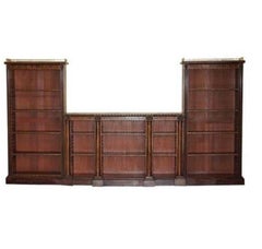 IMPORTANT ANTiQUE WILLIAM IV 1830 3.5 METER WIDE LIBRARY BOOKCASE BRASS GALLERY