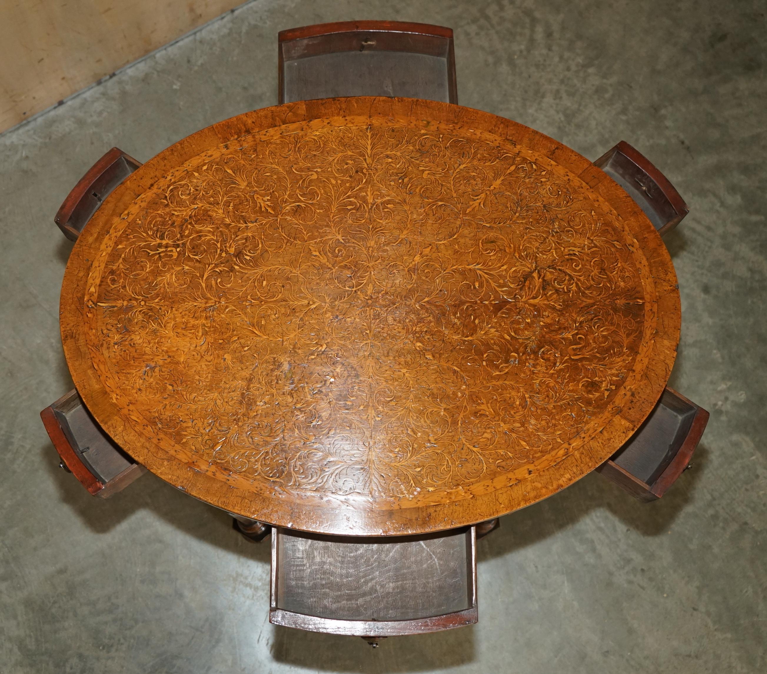 IMPORTANT ANTiQUE WILLIAM & MARY FULLY RESTORED SEAWEED MARQUETRY OVAL TABLE For Sale 13