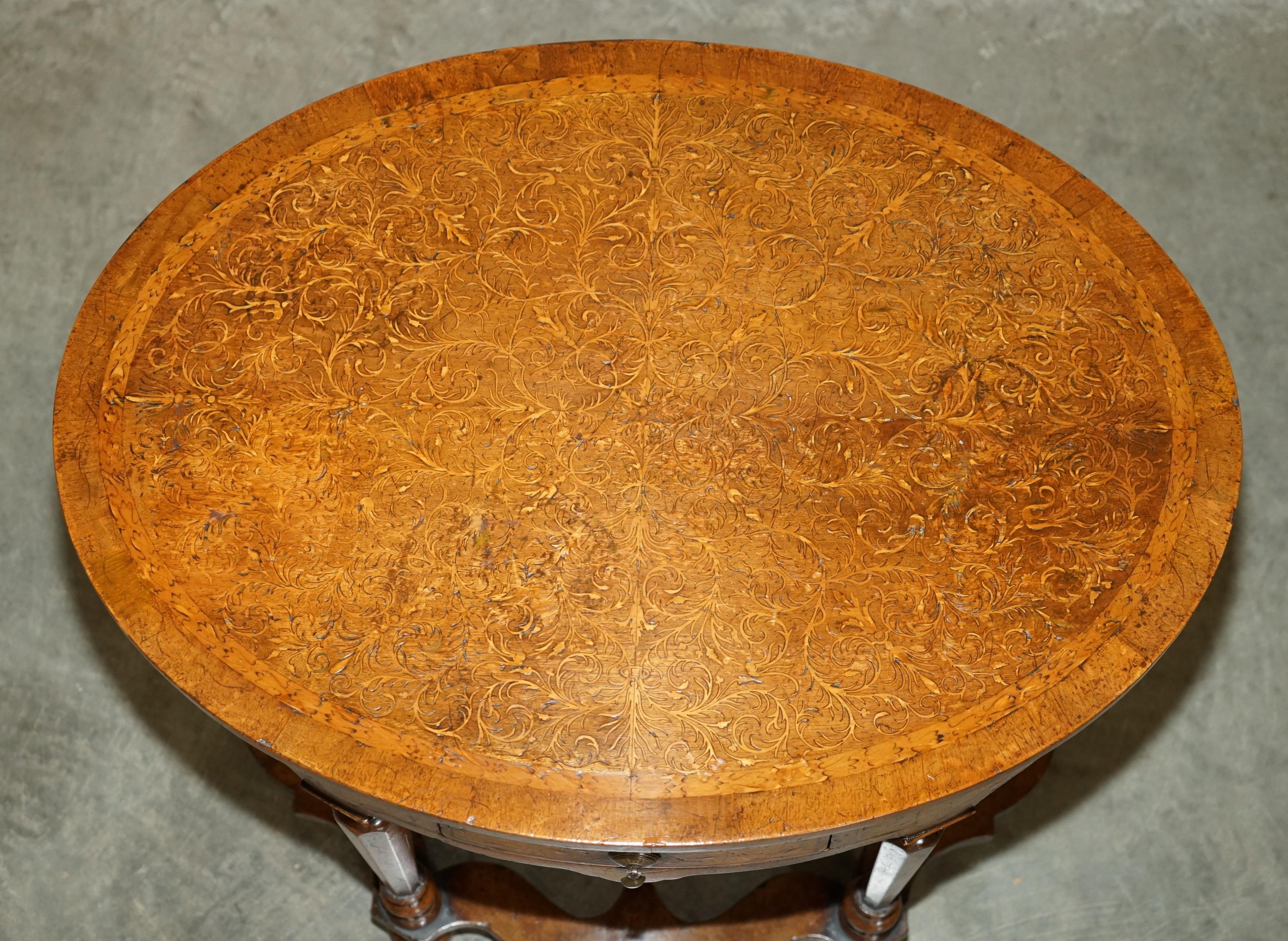 English IMPORTANT ANTiQUE WILLIAM & MARY FULLY RESTORED SEAWEED MARQUETRY OVAL TABLE For Sale