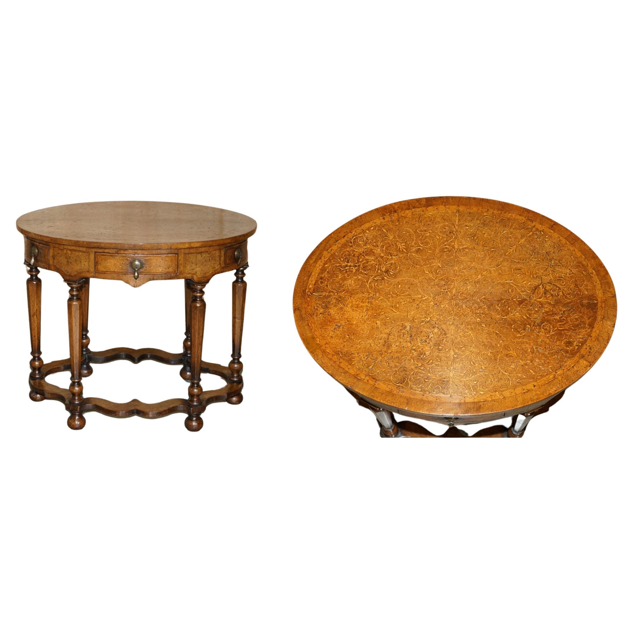 IMPORTANT ANTiQUE WILLIAM & MARY FULLY RESTORED SEAWEED MARQUETRY OVAL TABLE