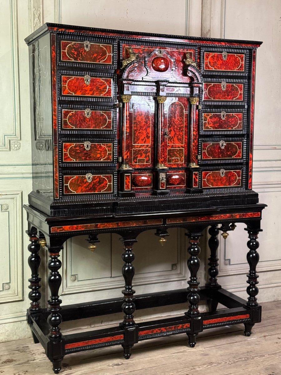 Important Antwerp Cabinet In Tortoiseshell, Ebony And Bronze, 17th Century For Sale 6