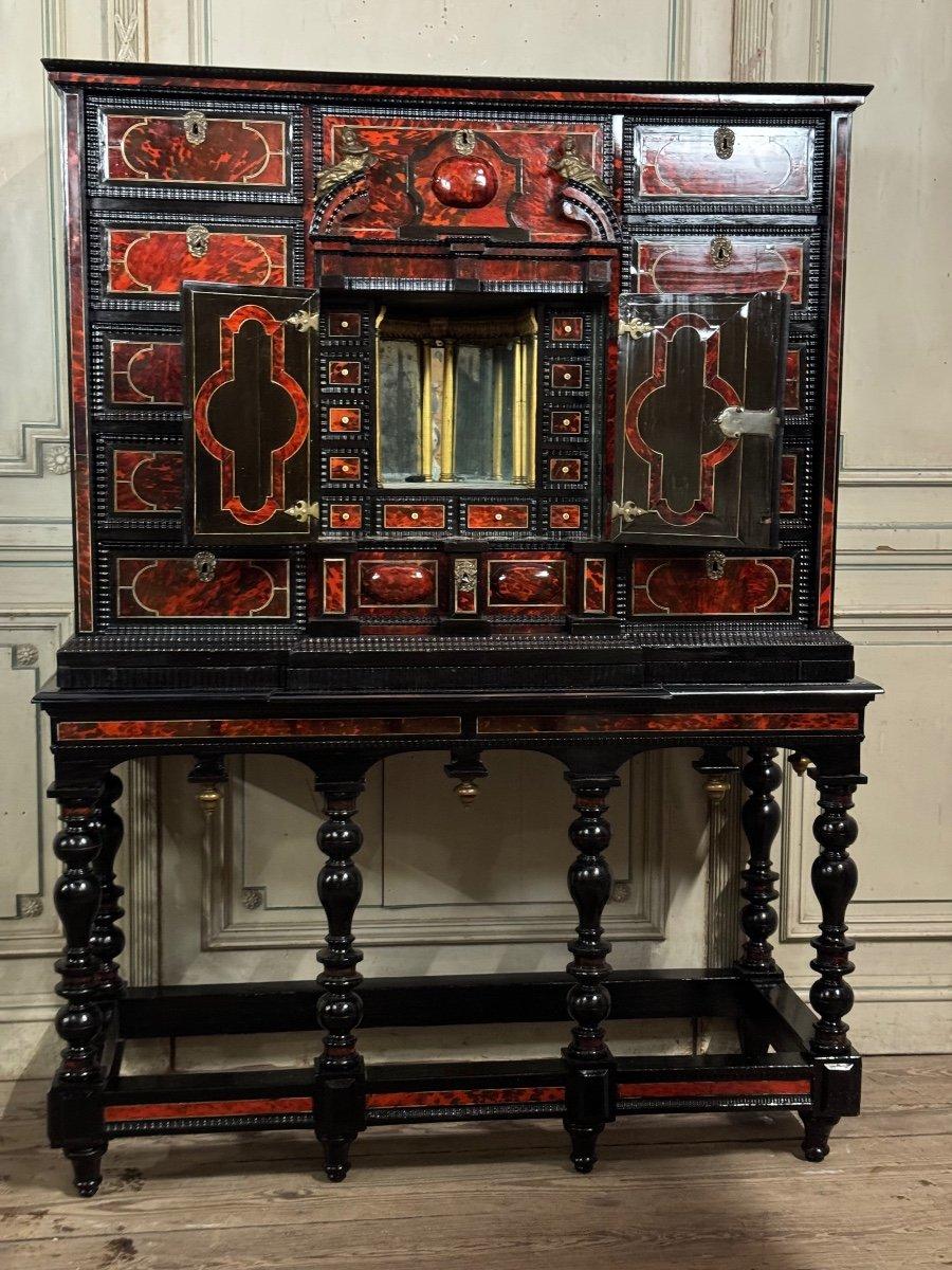 Important cabinet d'Anvers en écaille de tortue, ébène et bronze, 17ème siècle en vente 1