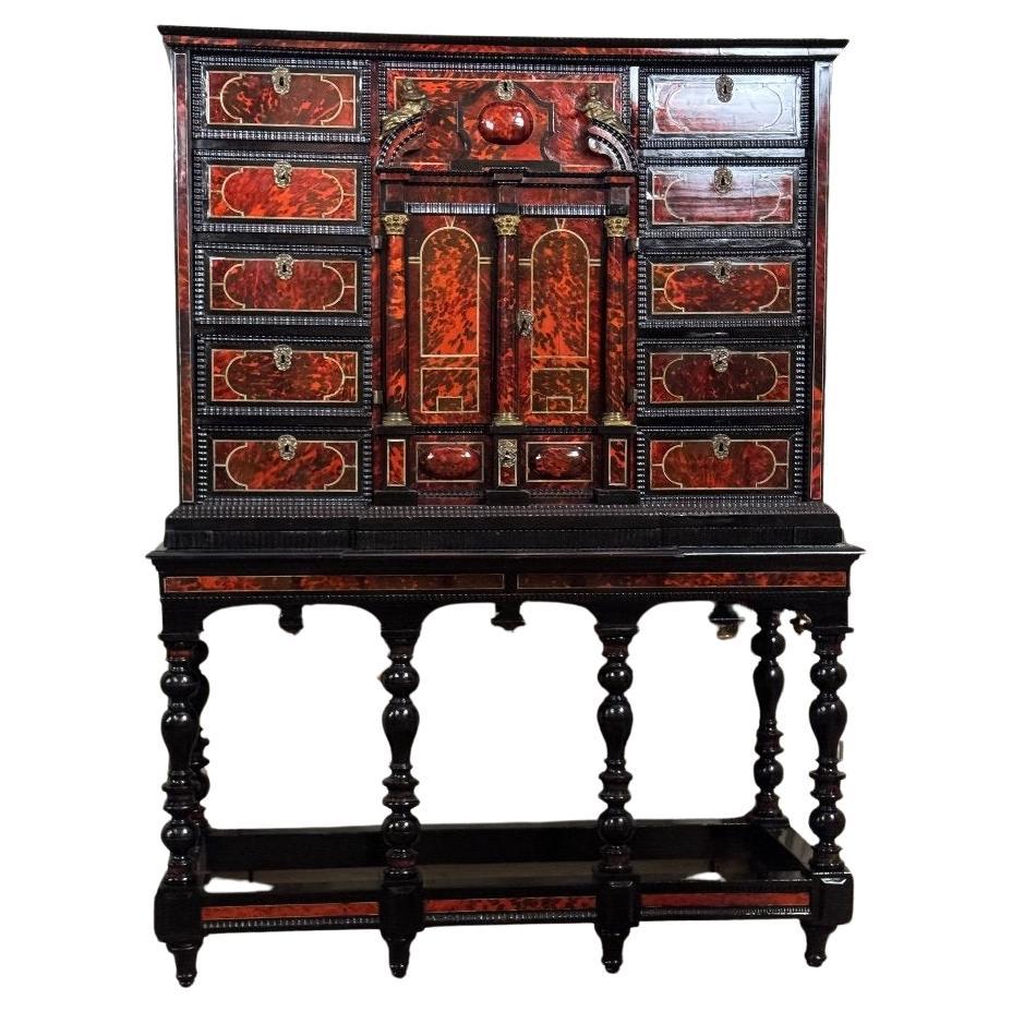 Important Antwerp Cabinet In Tortoiseshell, Ebony And Bronze, 17th Century For Sale