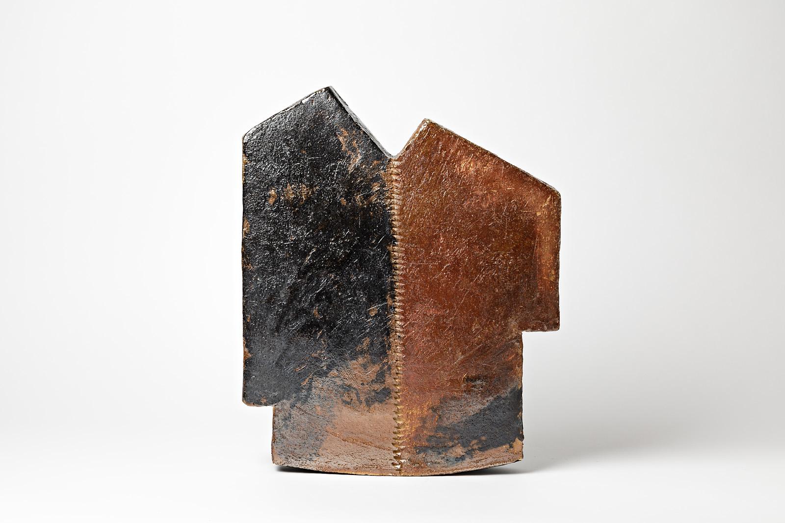 F Marechal

Important and exceptional stoneware ceramic sculpture.

Architectural form with brown and black ceramic form.

Beautiful ceramic glaze effect, realised in a fire kiln.

Realised in La Borne

Signed at the base.

Dimensions: