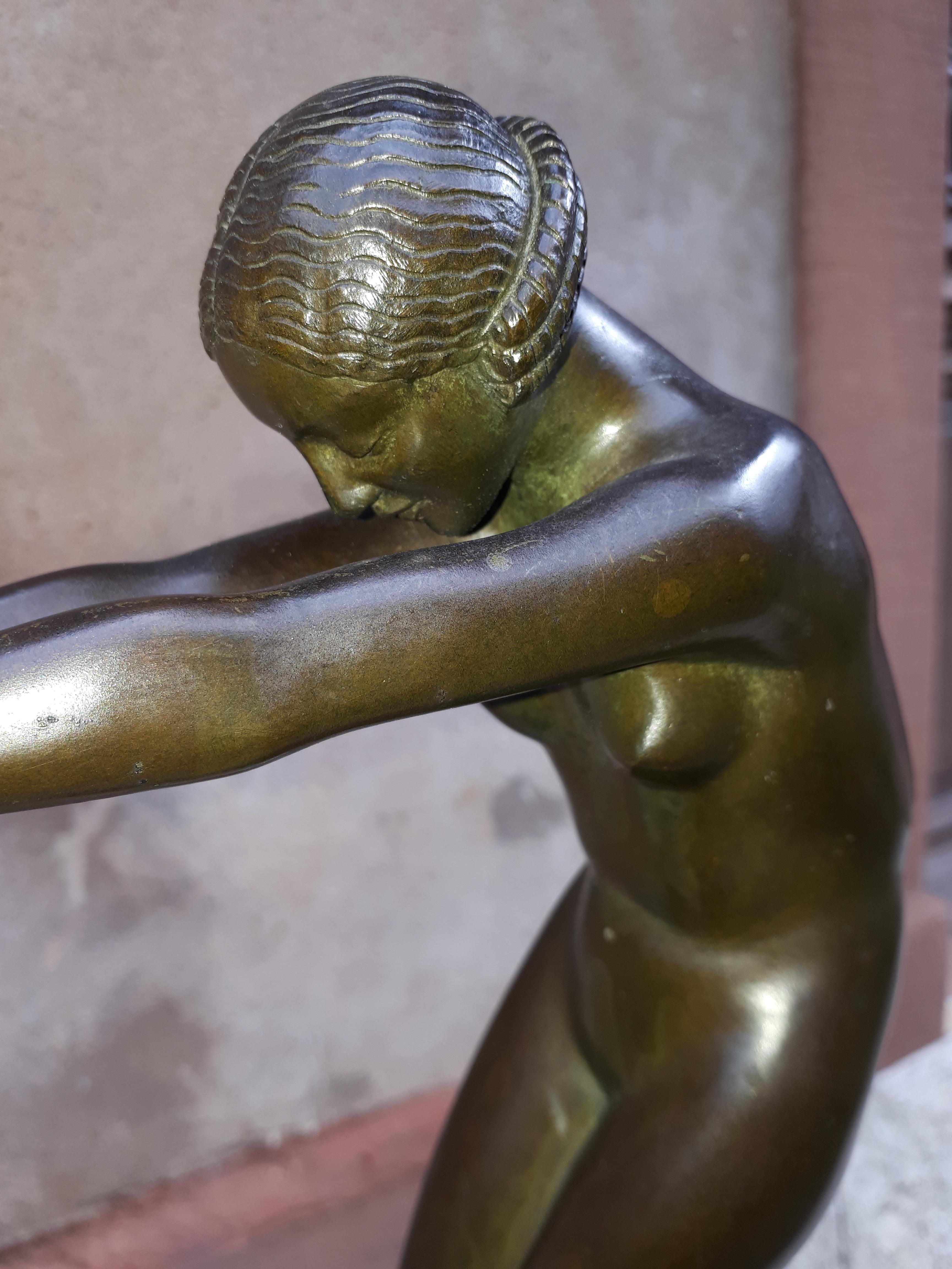Important Art Deco Bronze Sculpture, By Claire Jeanne Roberte Colinet For Sale 6