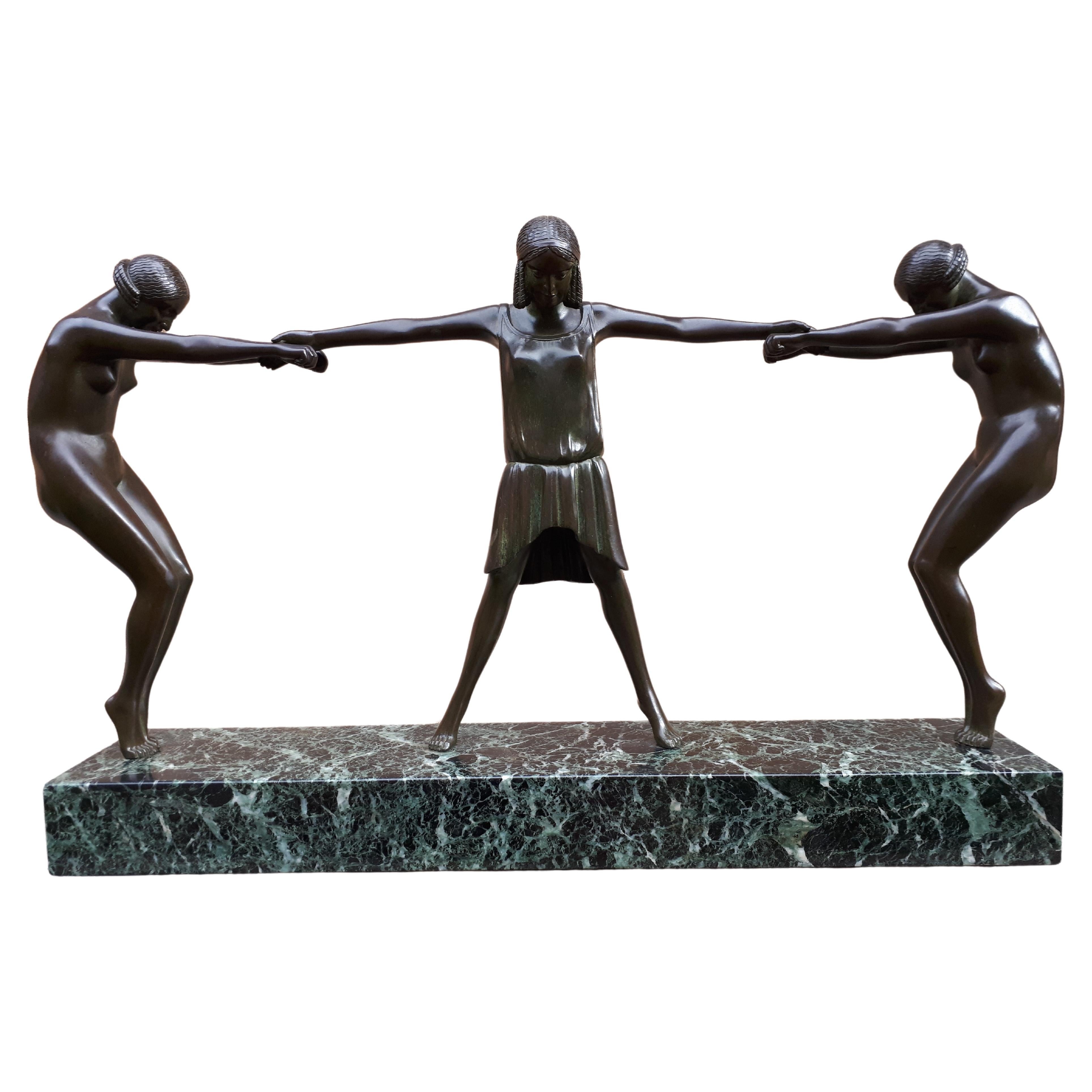 Important Art Deco Bronze Sculpture, By Claire Jeanne Roberte Colinet For Sale