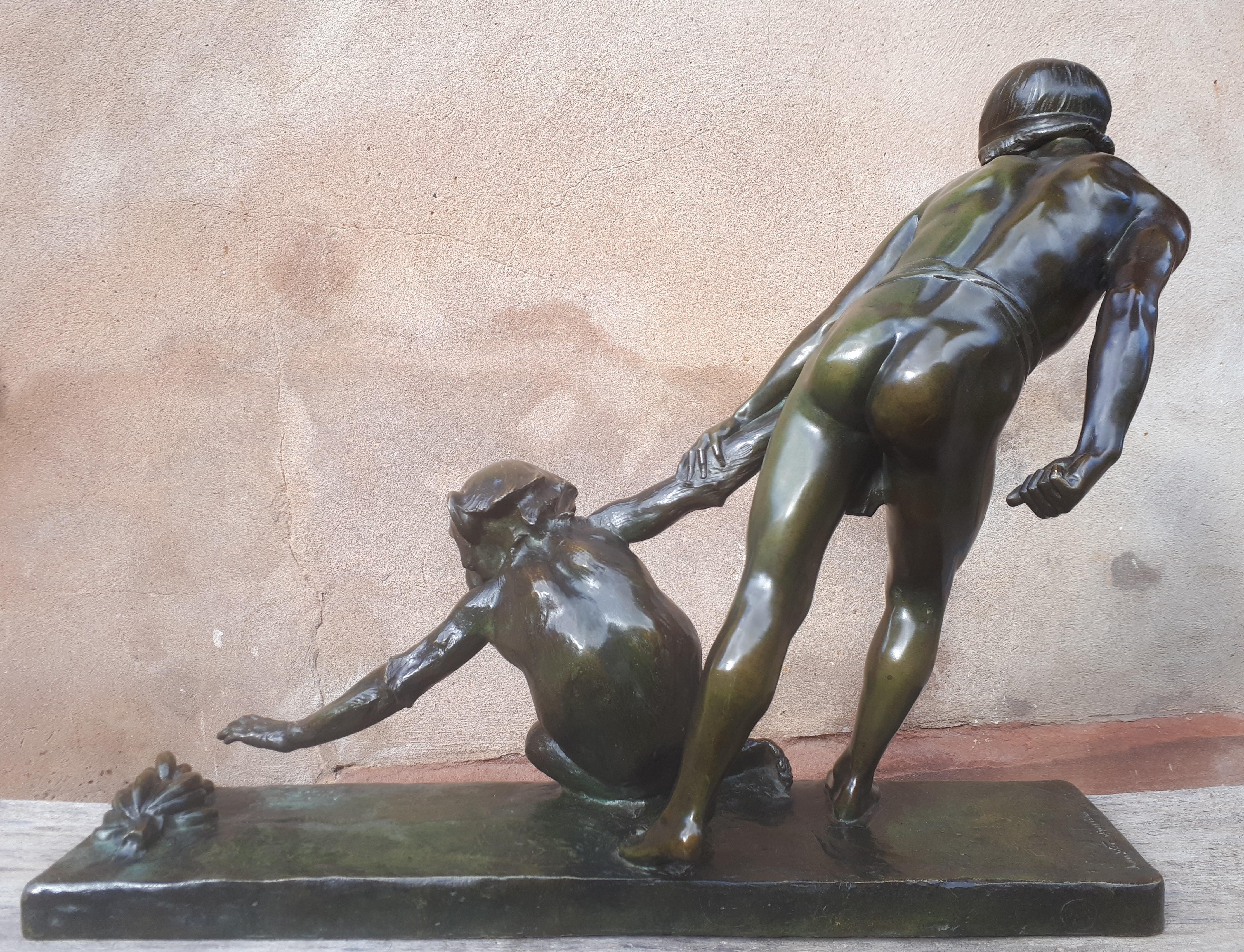 Important Art Deco Bronze Sculpture, By Jean Verschneider For Sale 7