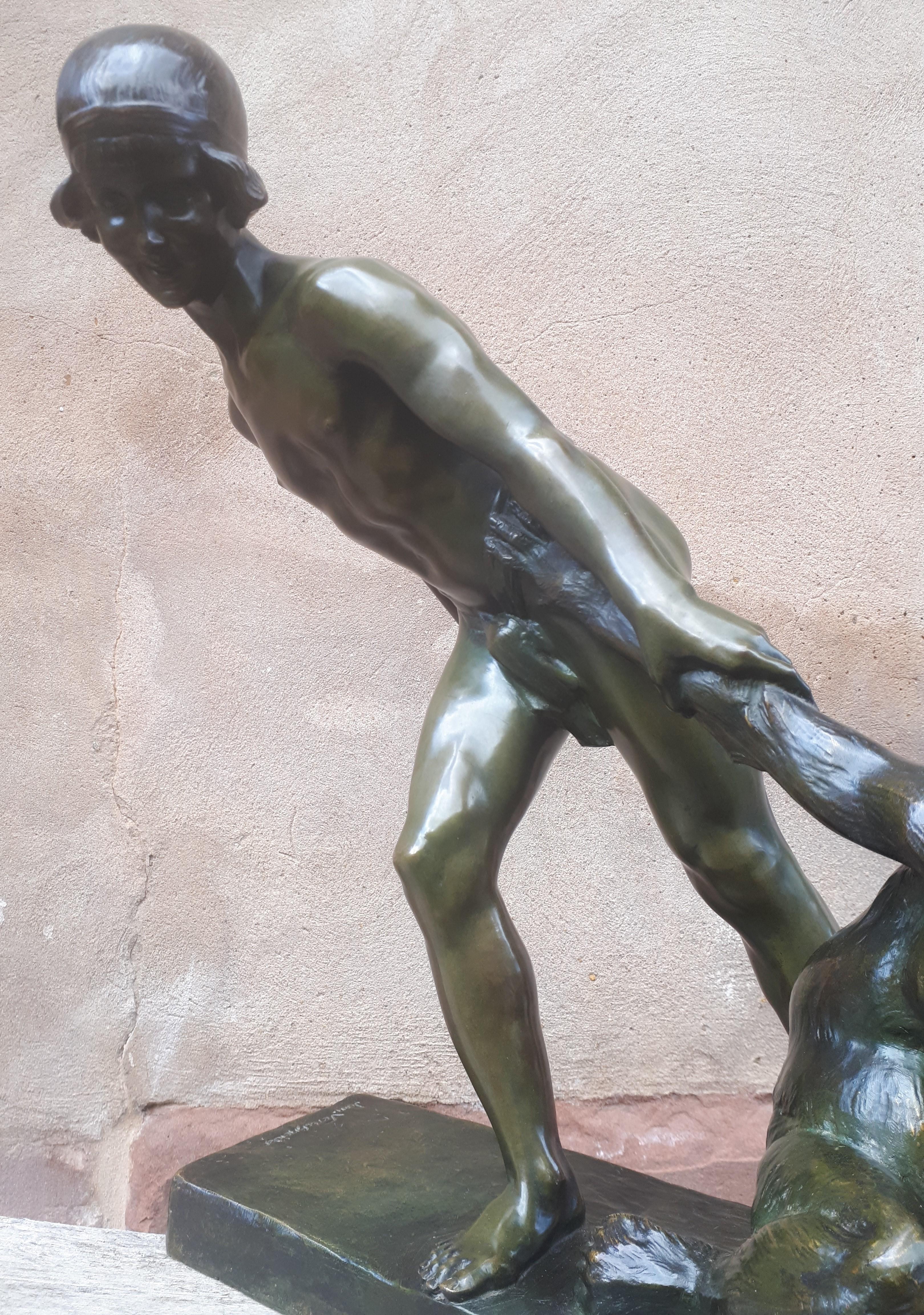 Importante sculpture Art Déco en bronze, de Jean Verschneider en vente 9