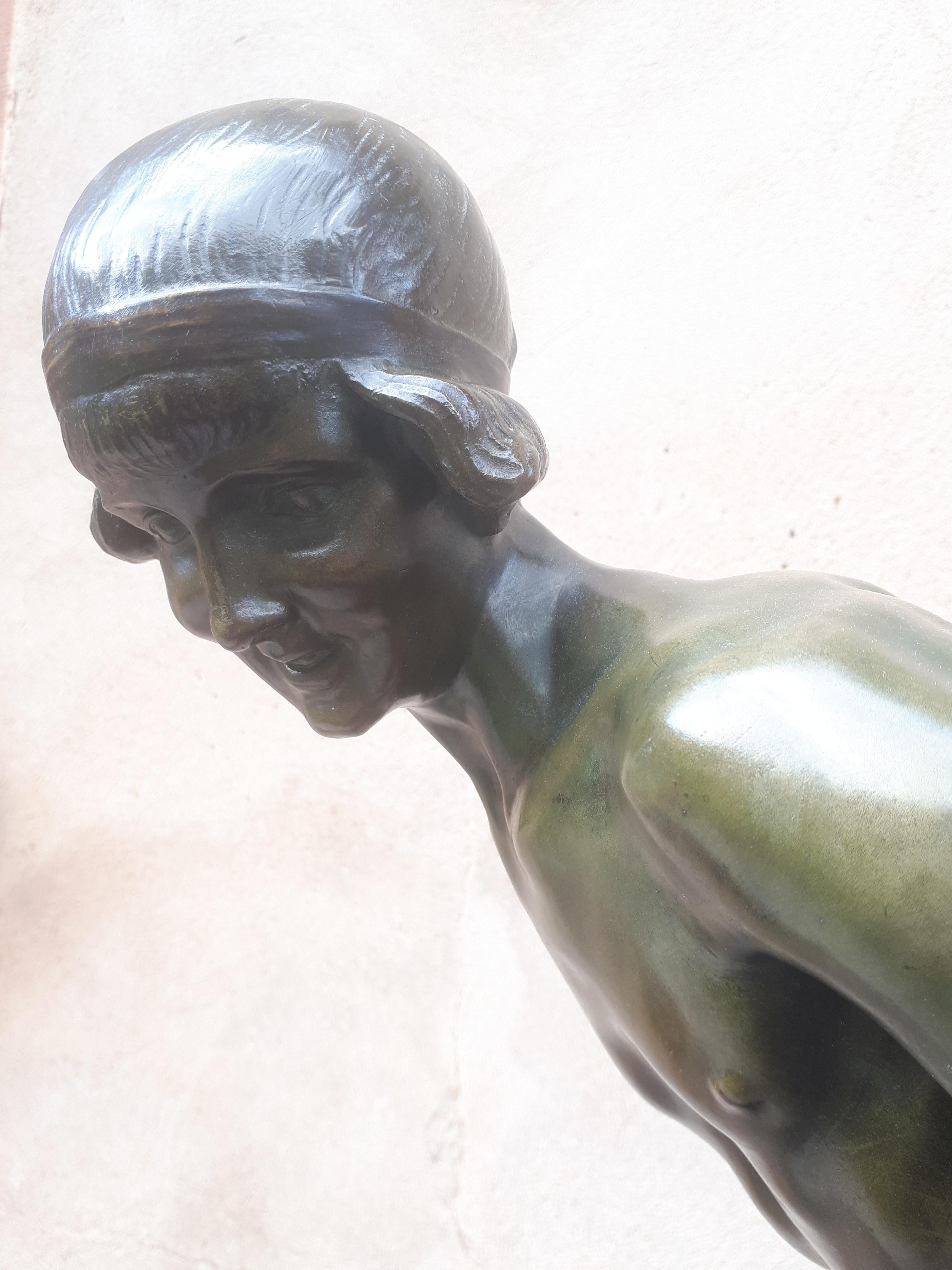 Important Art Deco Bronze Sculpture, By Jean Verschneider For Sale 13