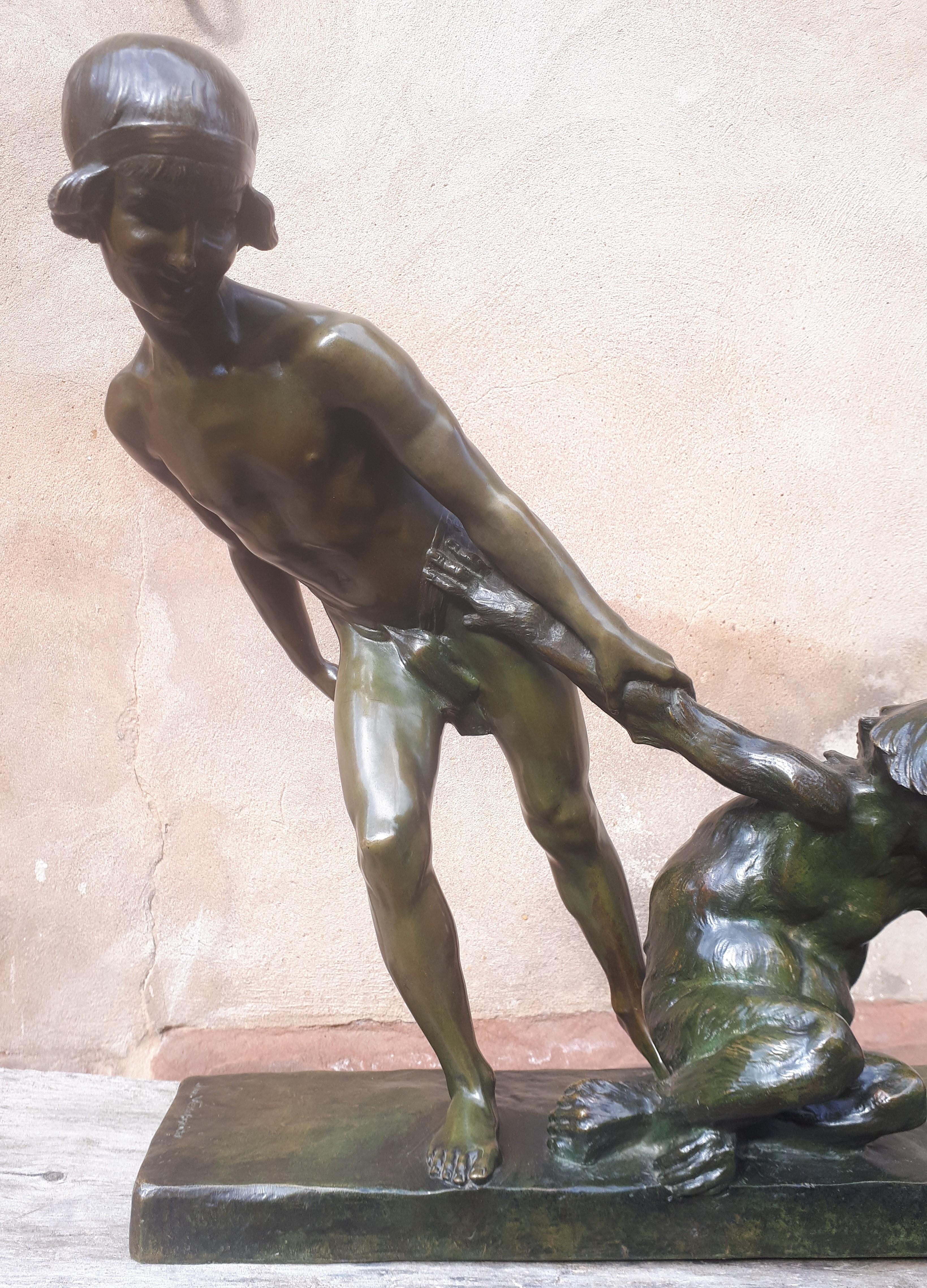 Wichtige Art-Déco-Bronze-Skulptur, von Jean Verschneider (Art déco) im Angebot