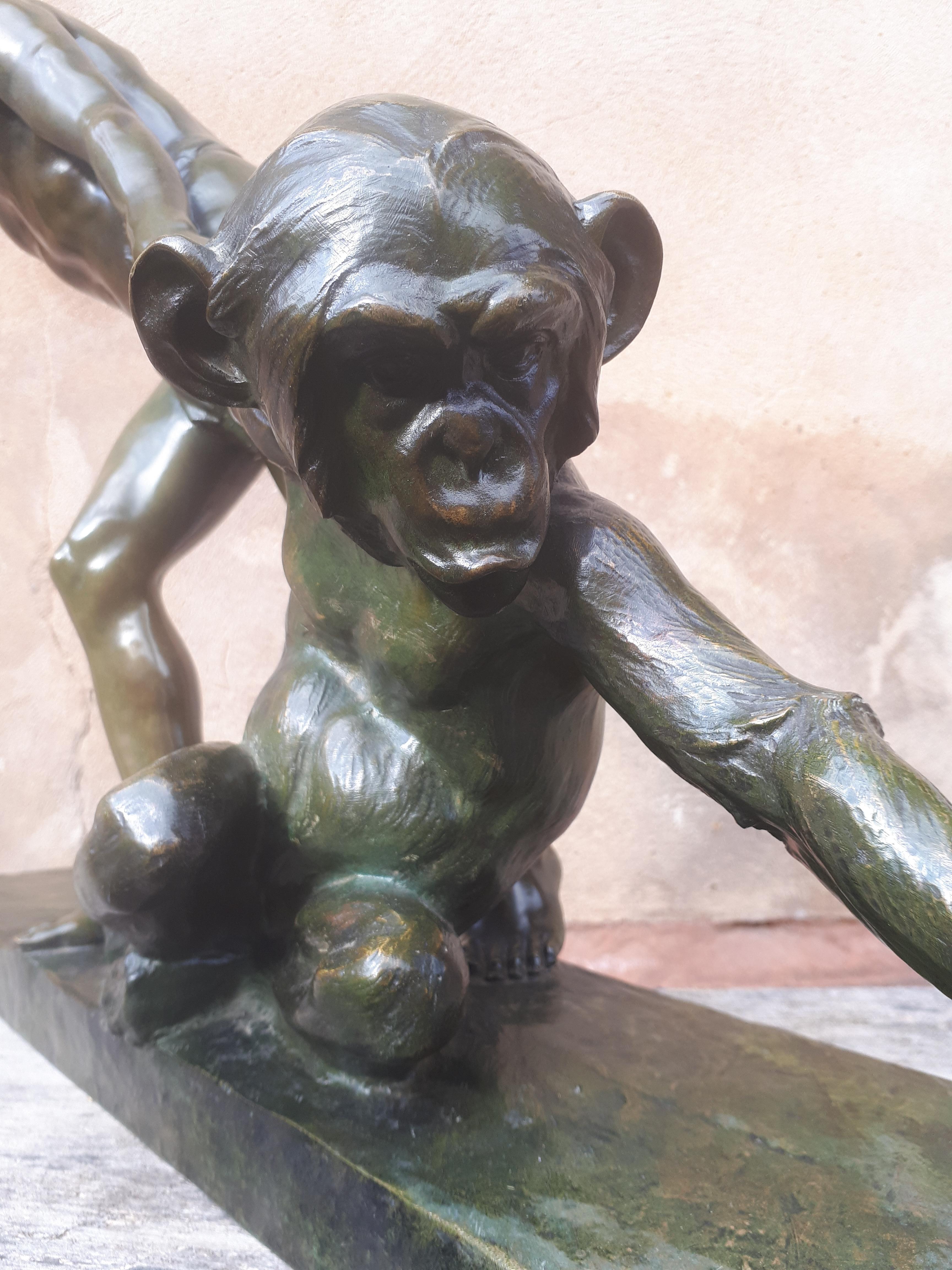 Wichtige Art-Déco-Bronze-Skulptur, von Jean Verschneider im Zustand „Gut“ im Angebot in Saverne, Grand Est