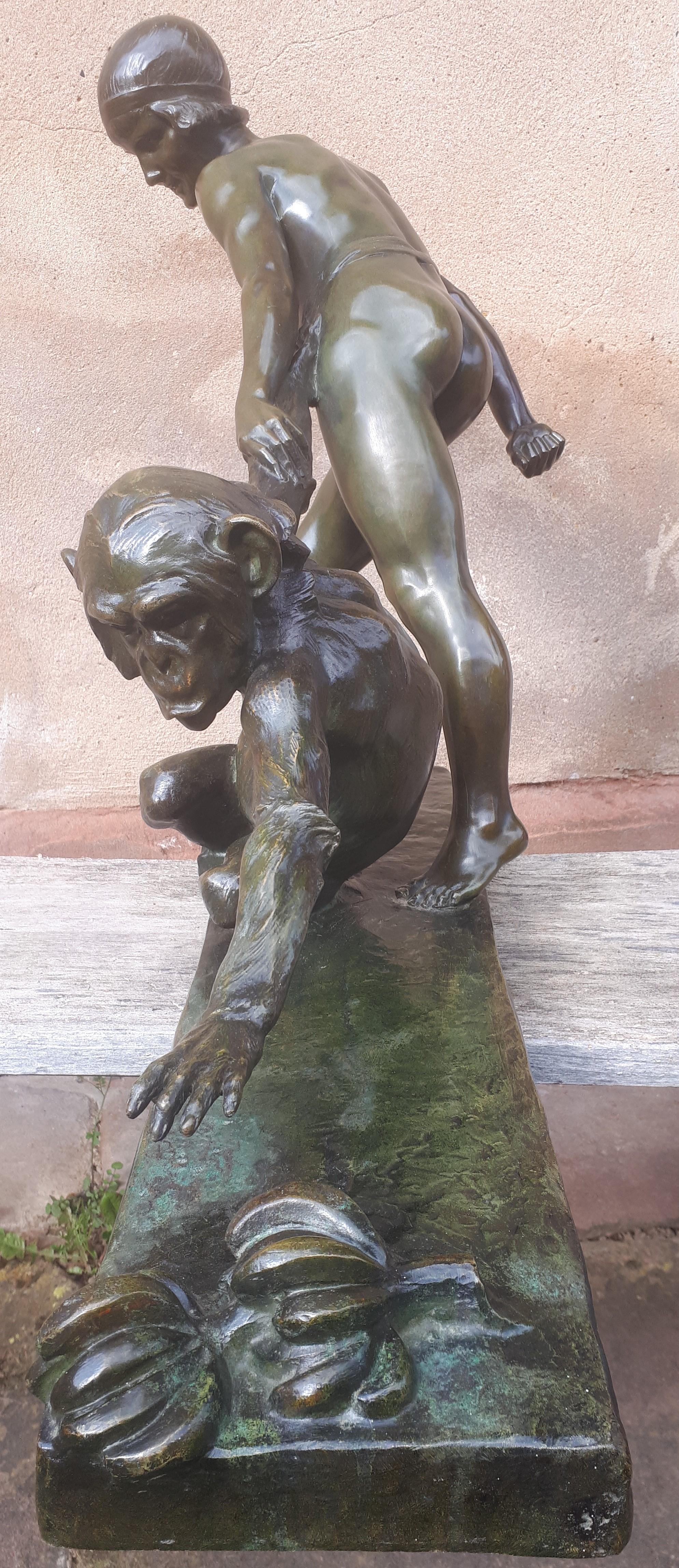 20ième siècle Importante sculpture Art Déco en bronze, de Jean Verschneider en vente