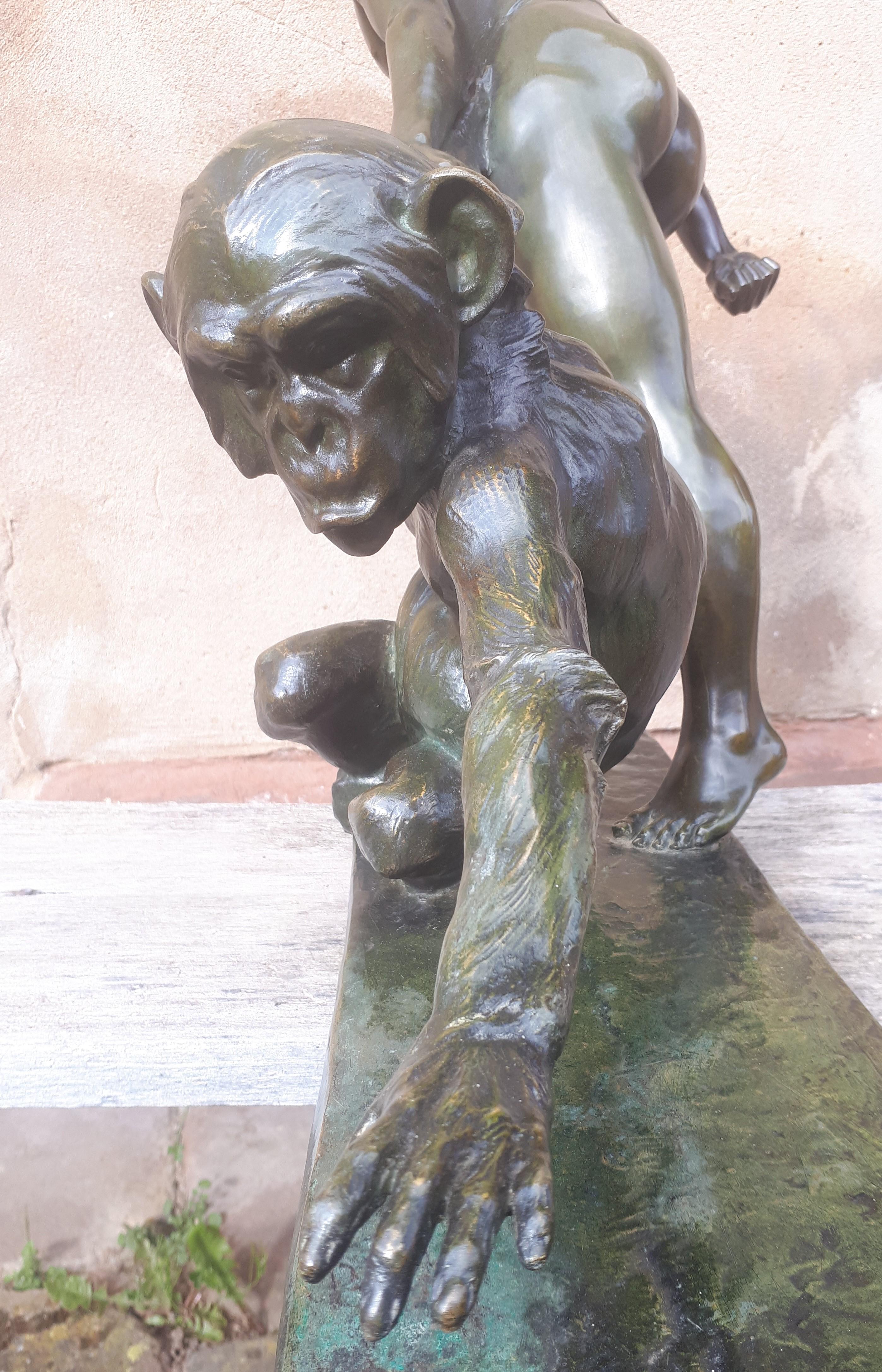 Wichtige Art-Déco-Bronze-Skulptur, von Jean Verschneider im Angebot 1
