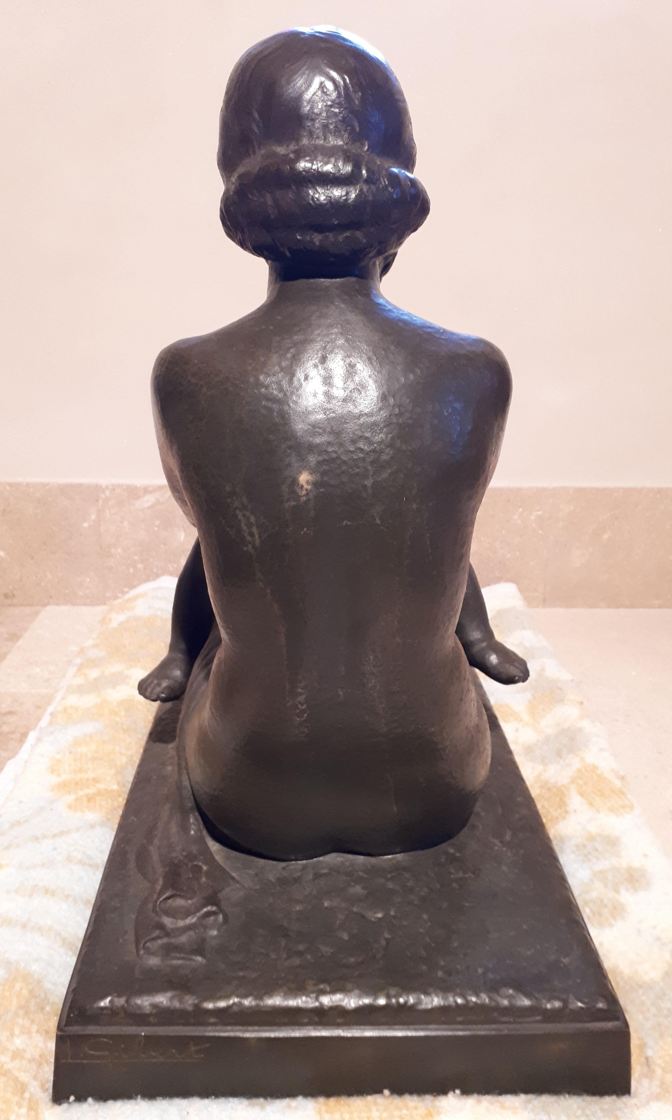 Patinated Important Art Deco Bronze Sculpture, By Lucien Gibert