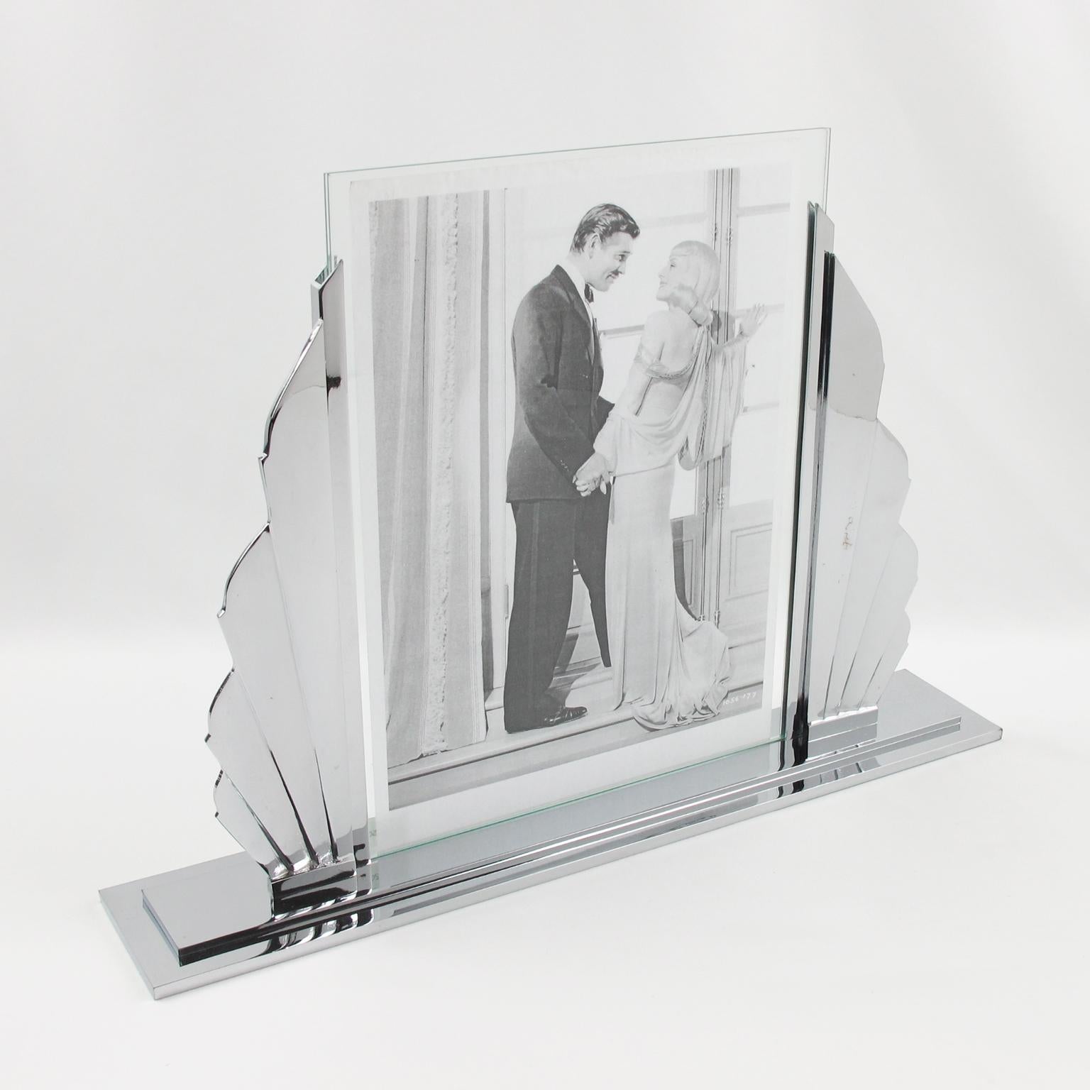 Art Deco Important Modernist Metal Picture Frame, 1930s For Sale