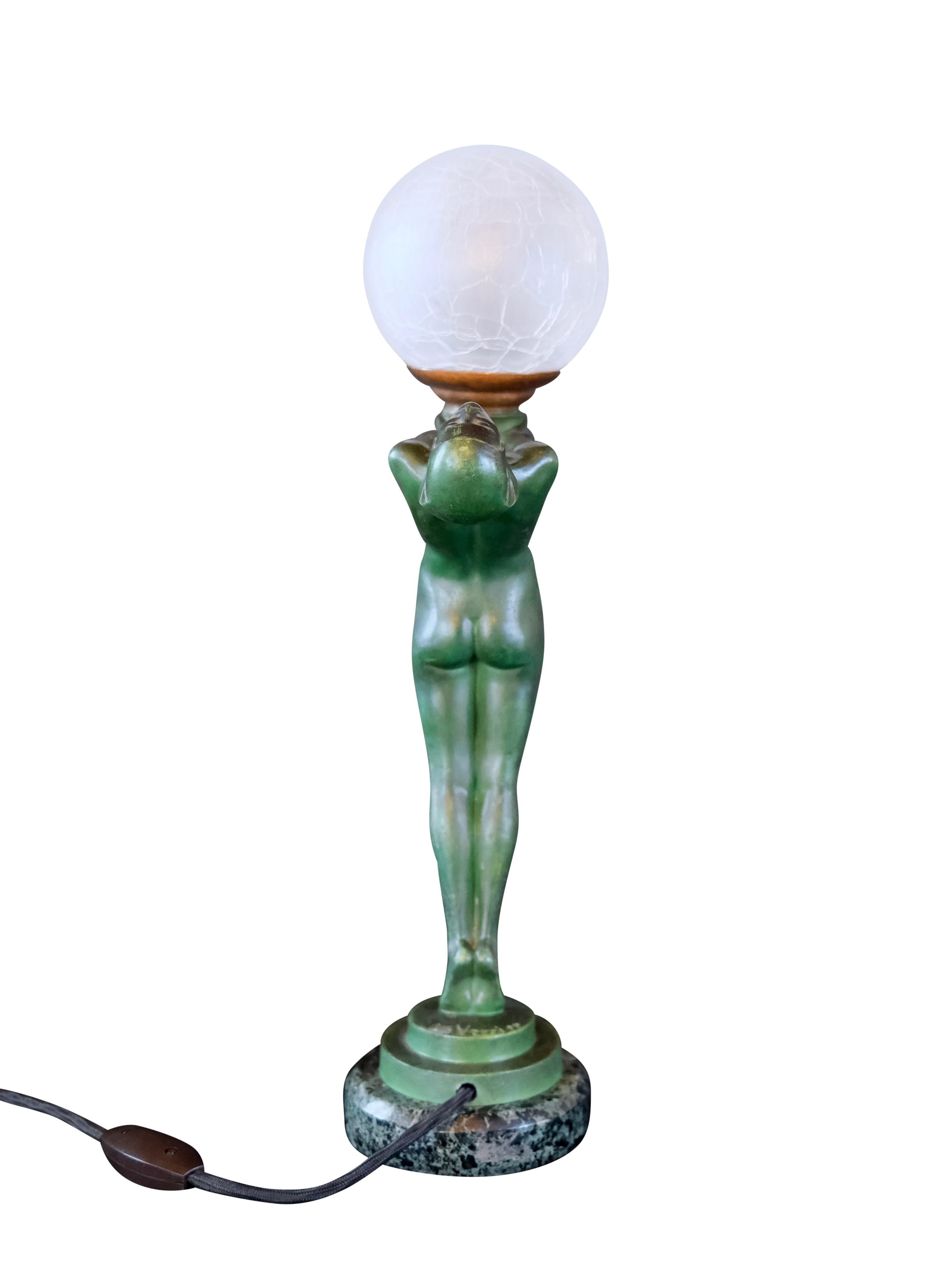 Importante lampe Art Deco Clarté Sculpture Lueur de l'Art Deco Max Le Verrier État moyen à Ulm, DE