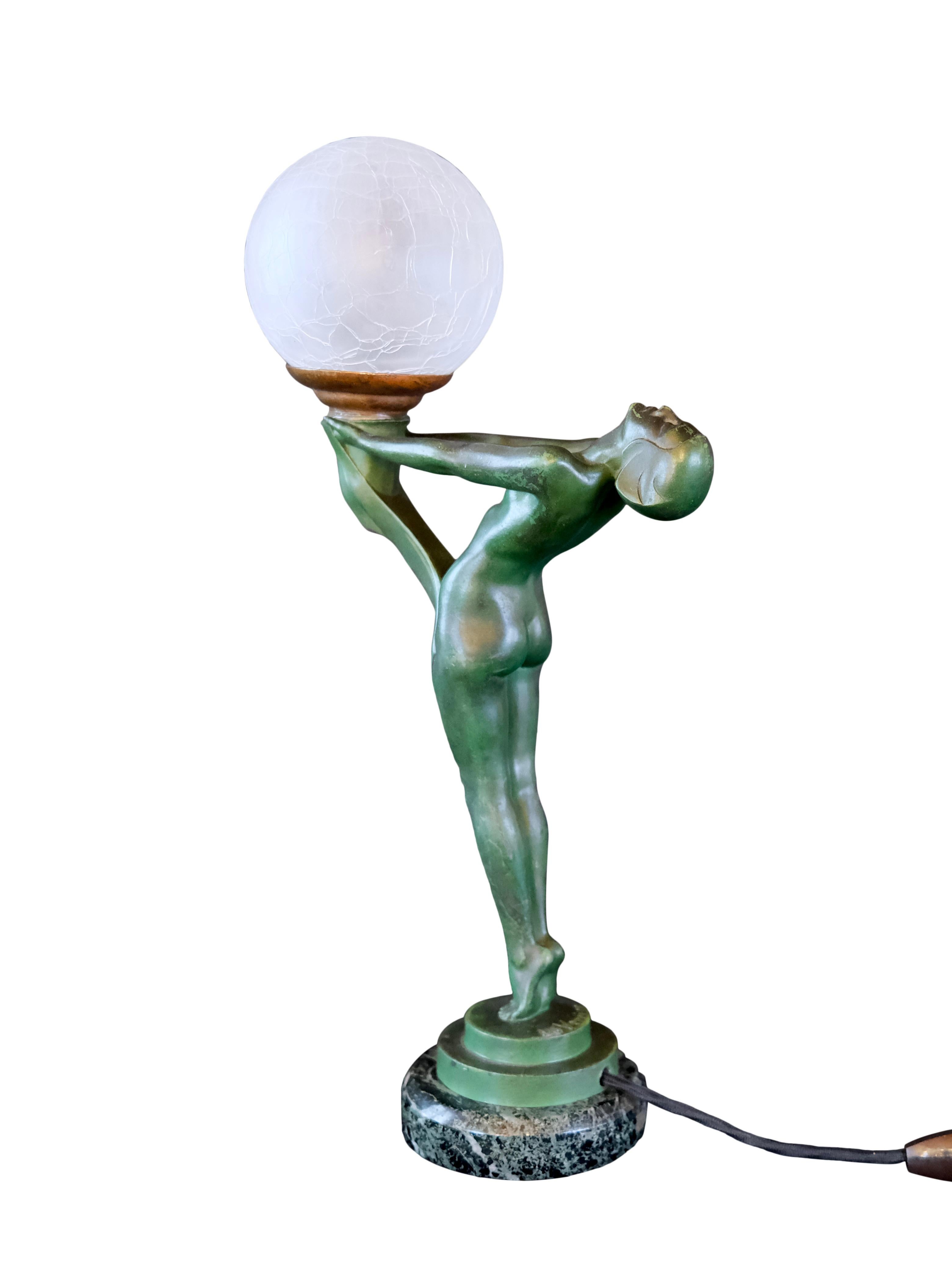 20ième siècle Importante lampe Art Deco Clarté Sculpture Lueur de l'Art Deco Max Le Verrier