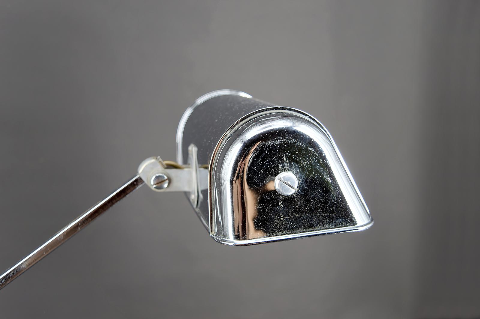 Importante lampada da scrivania Art Deco, cromo, alluminio e marmo, design modernista 1930 in vendita 4