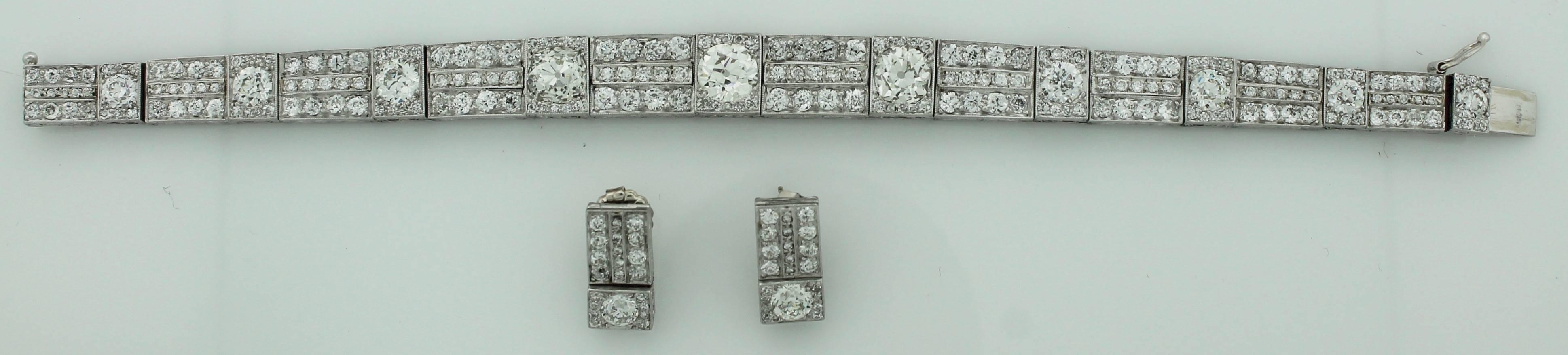 Important Art Deco Diamond Bracelet and Bonus Earrings to Boot 6