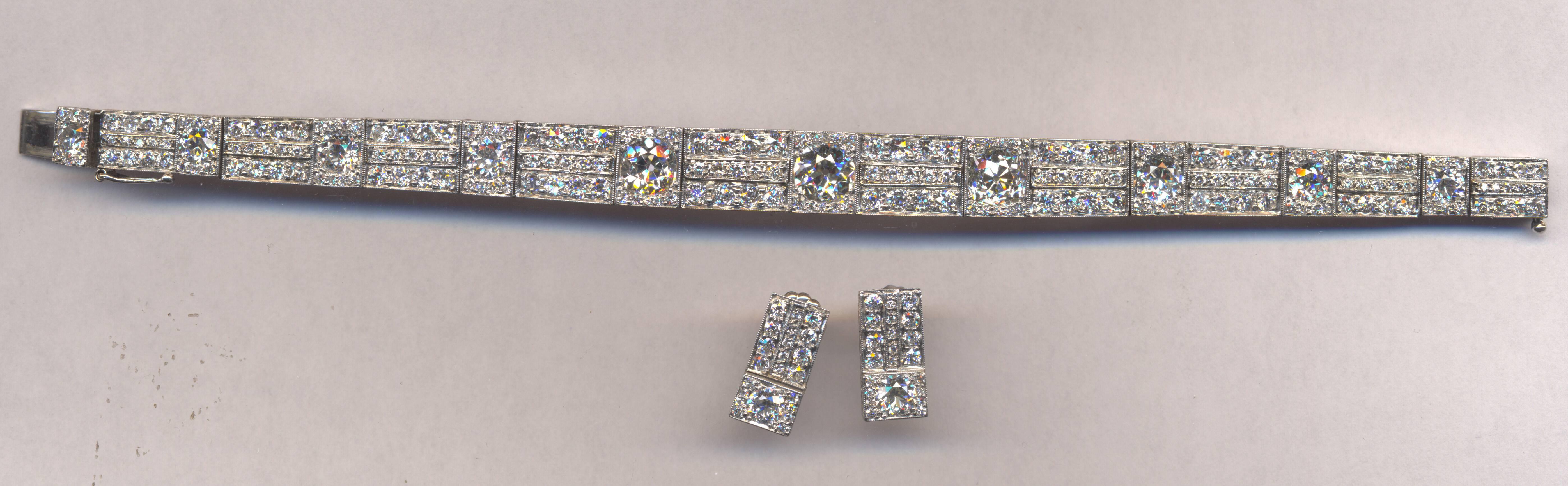 Important Art Deco Diamond Bracelet and Bonus Earrings to Boot 3