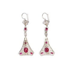 Important Art Deco Earrings with Burmese Rubies NO HEAT and Diamonds