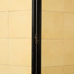 Important Art Deco Parchment and Ebonized Five-Panel Folding Screen