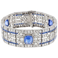 Retro Important Art Deco Sapphire and Diamond Bracelet