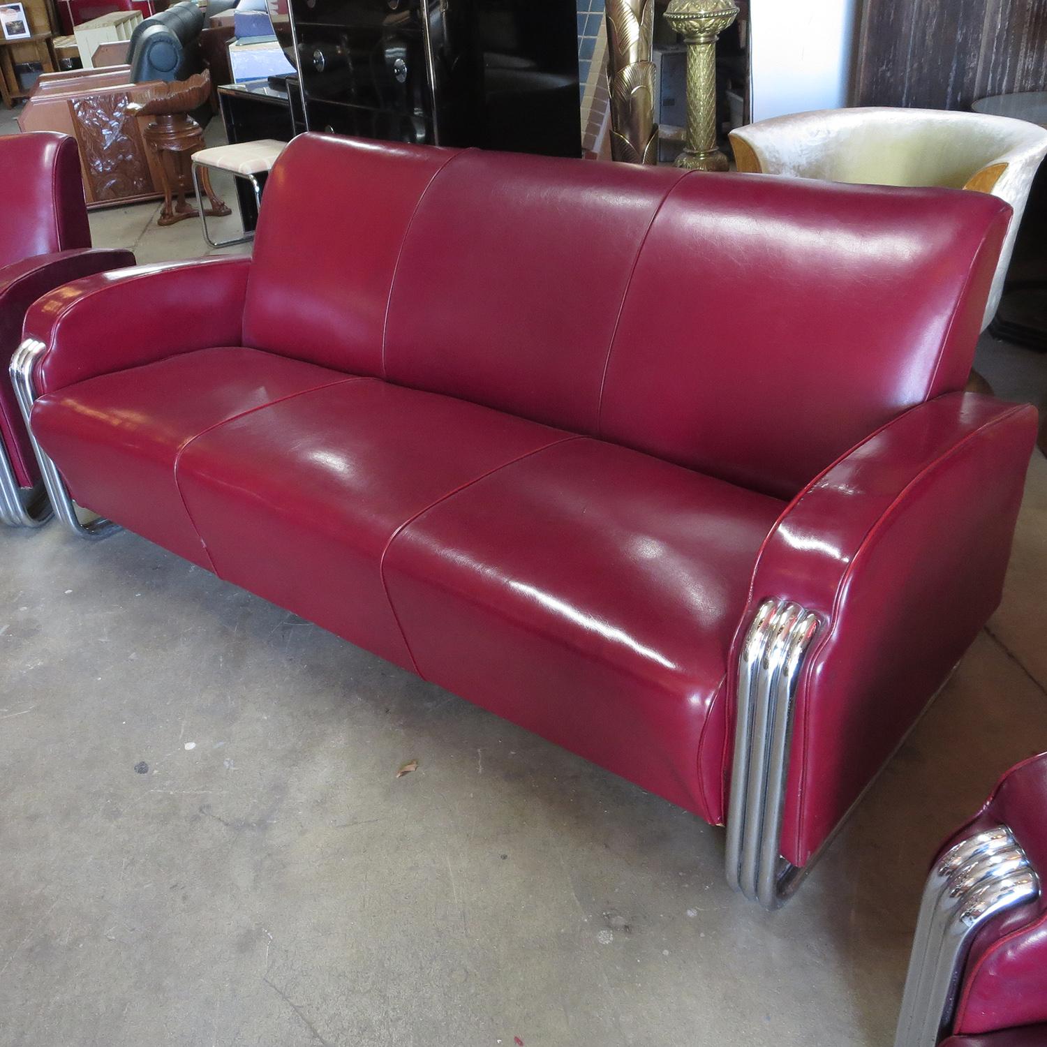 Important Art Deco Sofa Set by KEM Weber for Lloyd Furniture 1