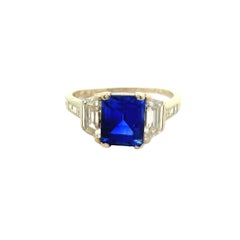 Importante Art Deco Tiffany & Co. Anello in platino con zaffiro del Kashmir e diamante
