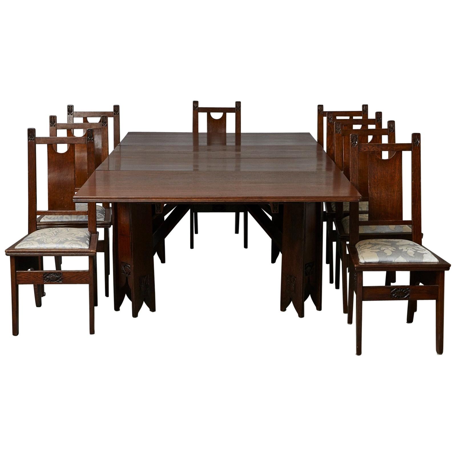 Important Art Nouveau Dining Set by Ernesto Basile for Ducrot, circa 1900