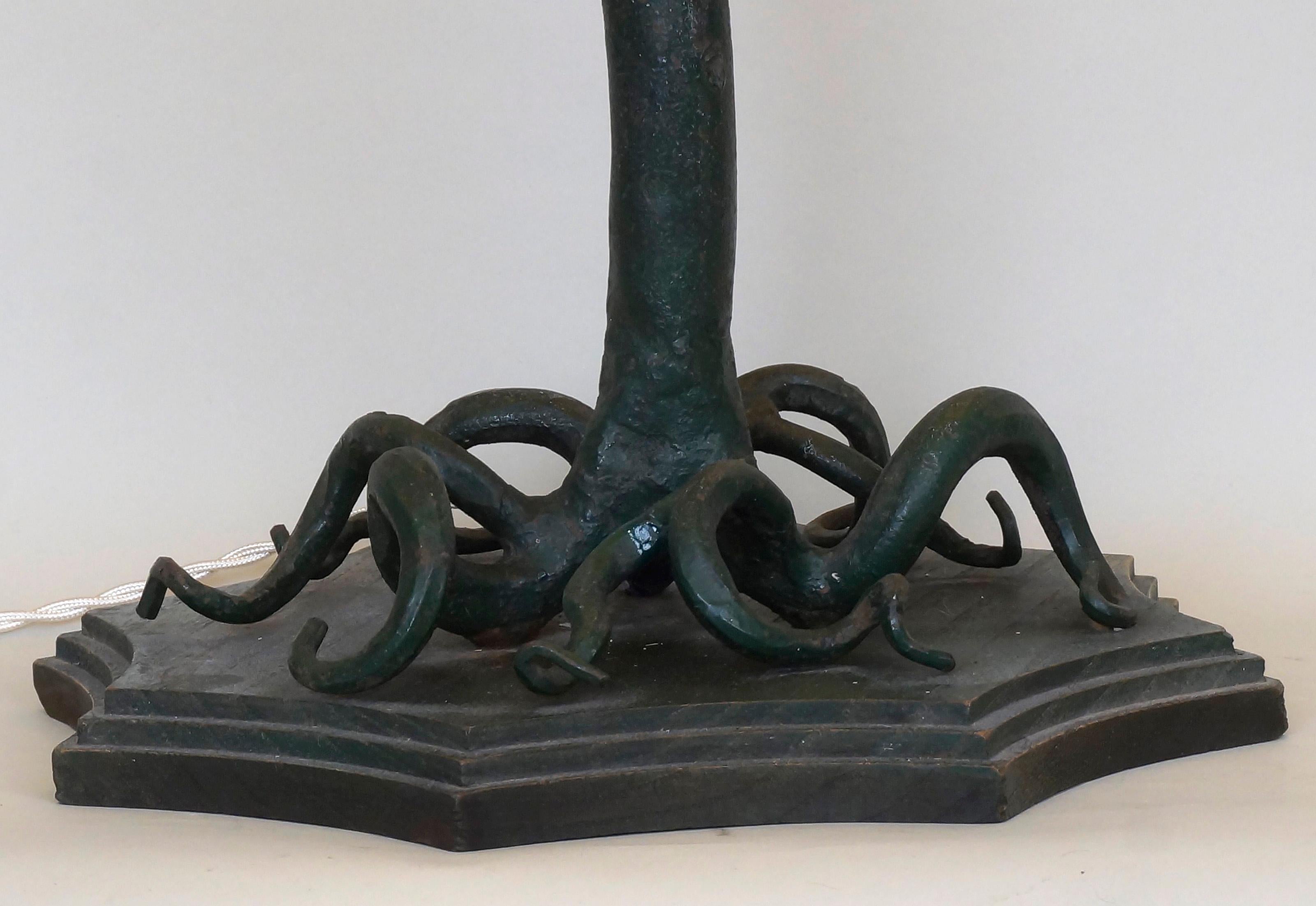 Important Art Nouveau Wrought Iron Lemon Tree Table Lamp For Sale 1