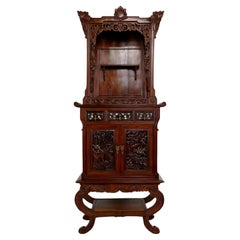 Antique Important Asian Cabinet in carved wood, Vietnam or China, Circa 1880