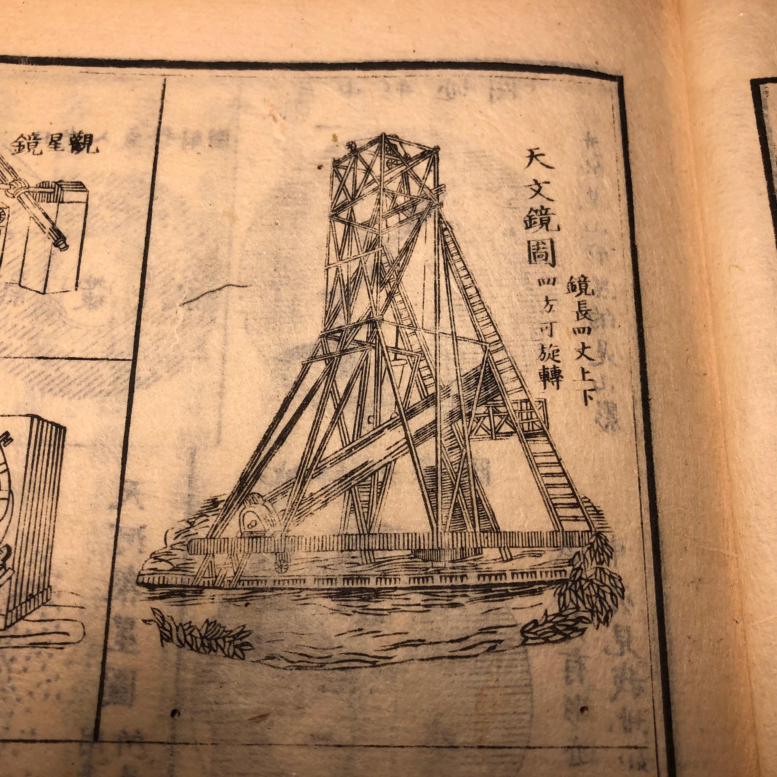 Important Astronomy Telescope Japanese Antique Woodblock Book 1872 Superb Prints 9