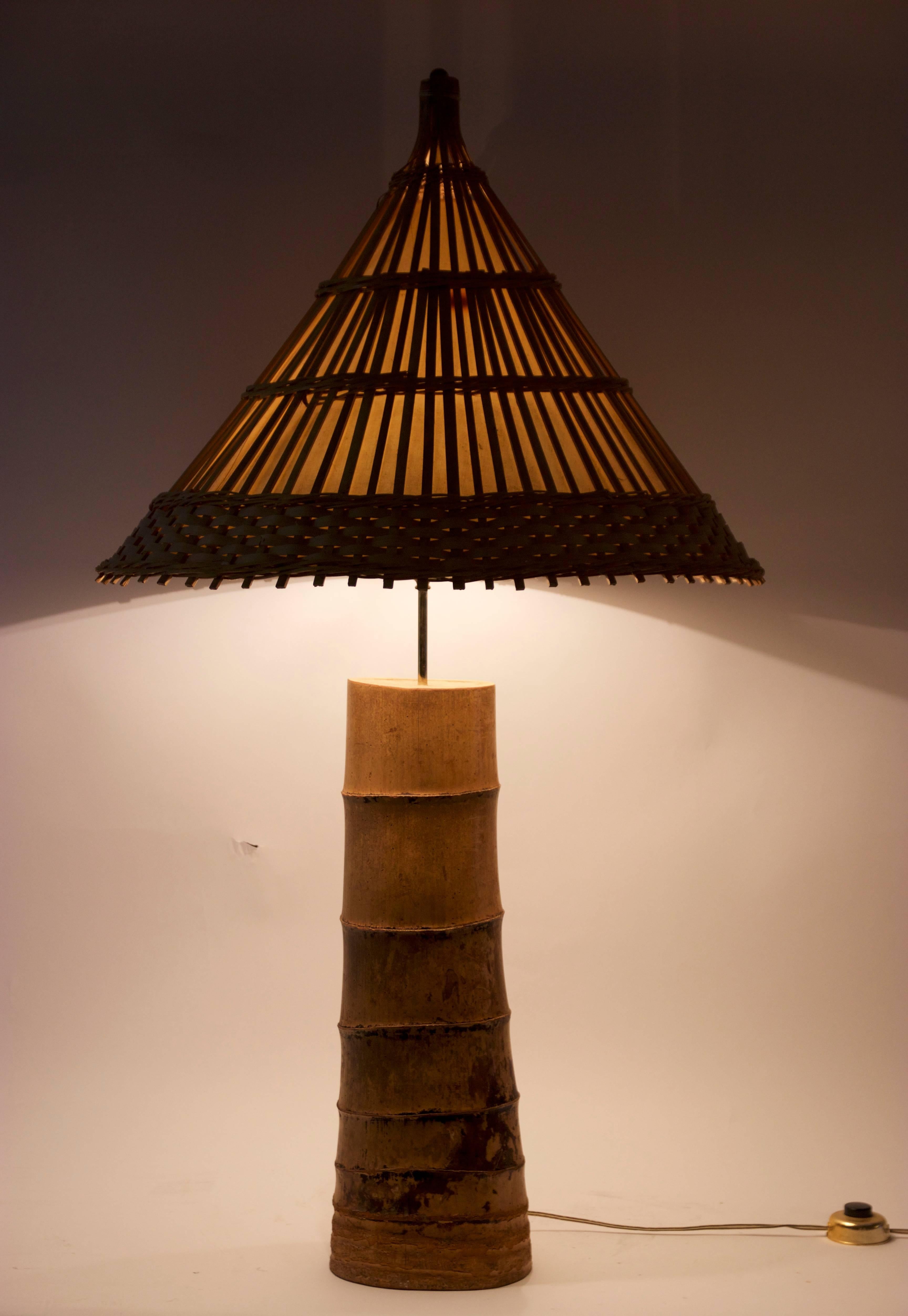 Important Bamboo Table Lamp, circa 1970, France 8