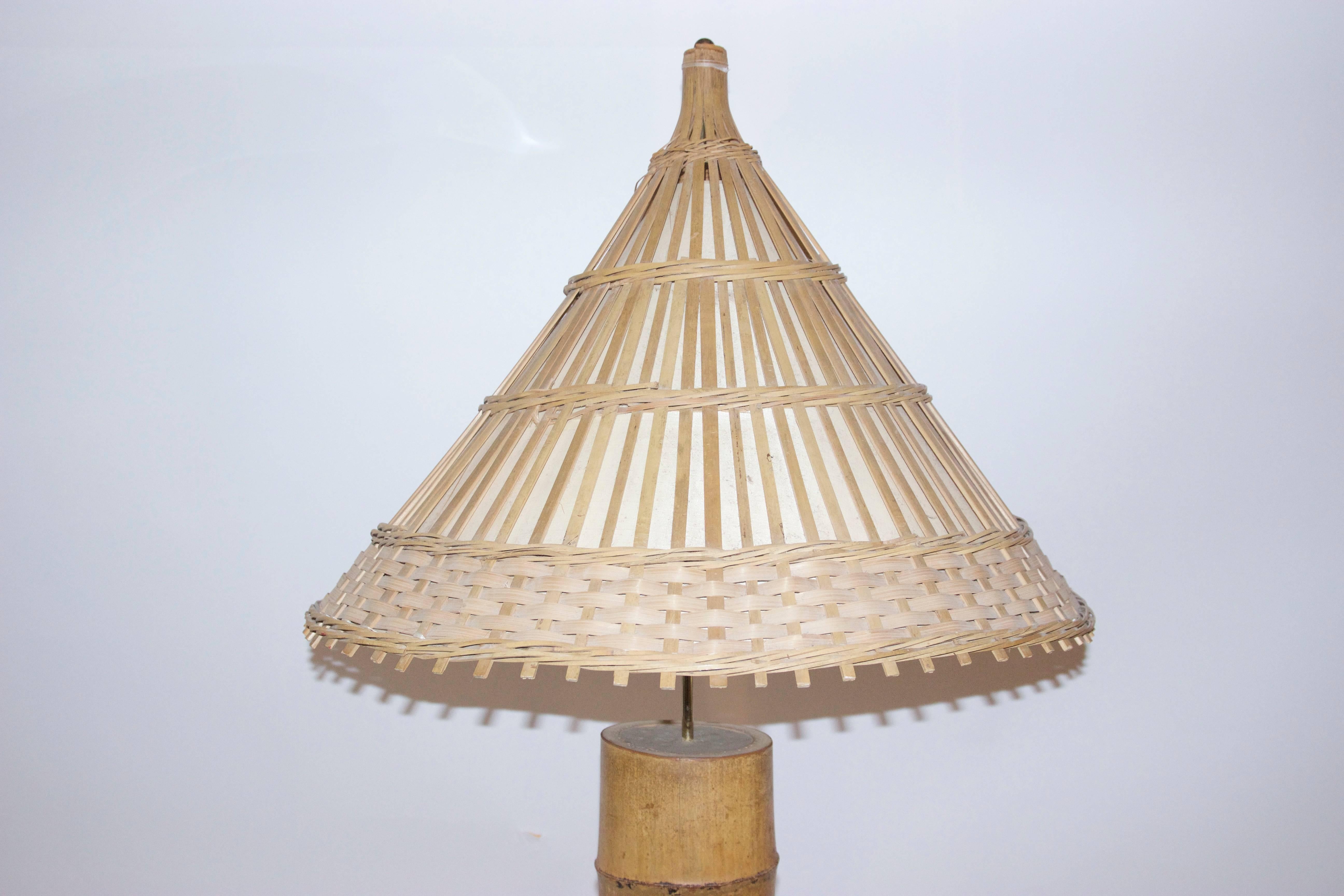 Mid-Century Modern Important Bamboo Table Lamp, circa 1970, France