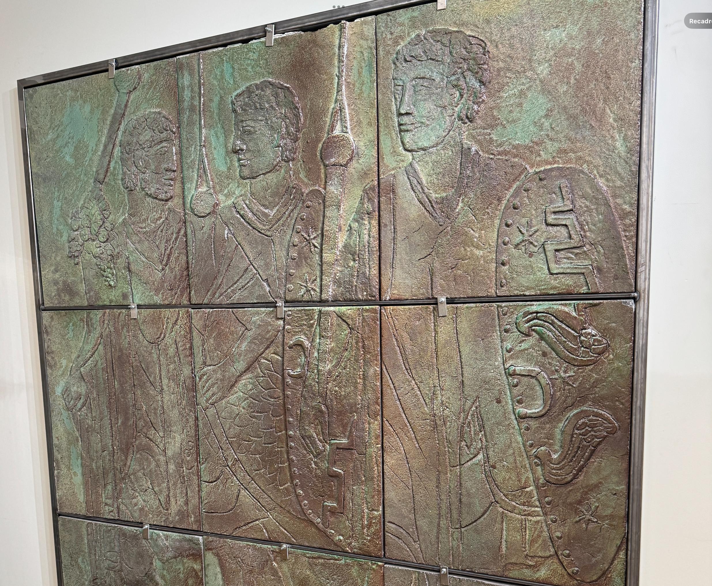 Important Bas relief en Grès émaillé Décor à l'Antique 8