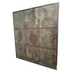 Important Bas relief en Grès émaillé Décor à l'Antique