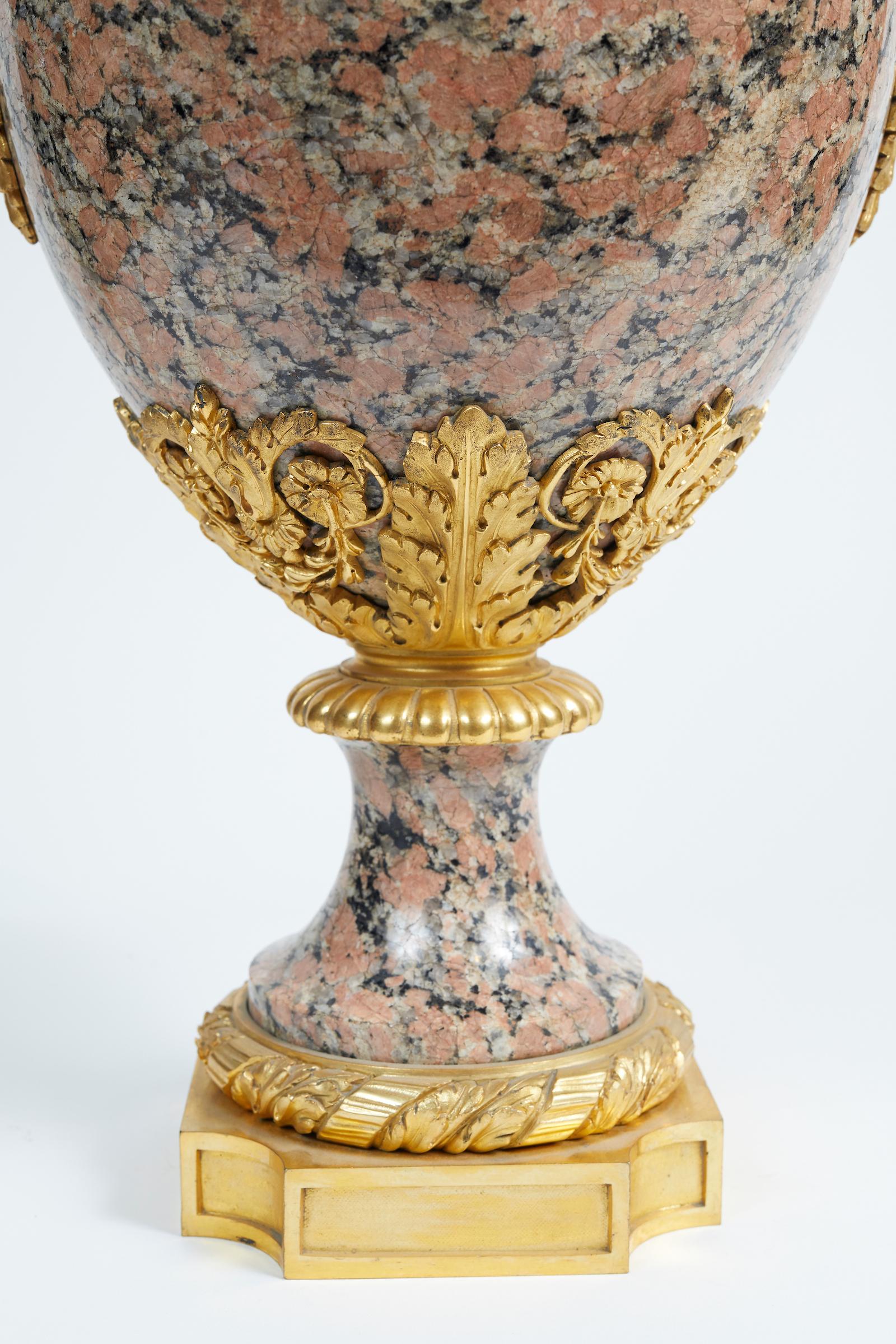 French Important Belle Époque Period Louis XVI Style Granite Urn For Sale
