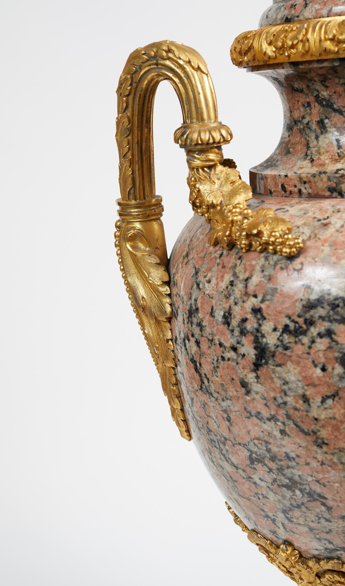 Late 19th Century Important Belle Époque Period Louis XVI Style Granite Urn For Sale