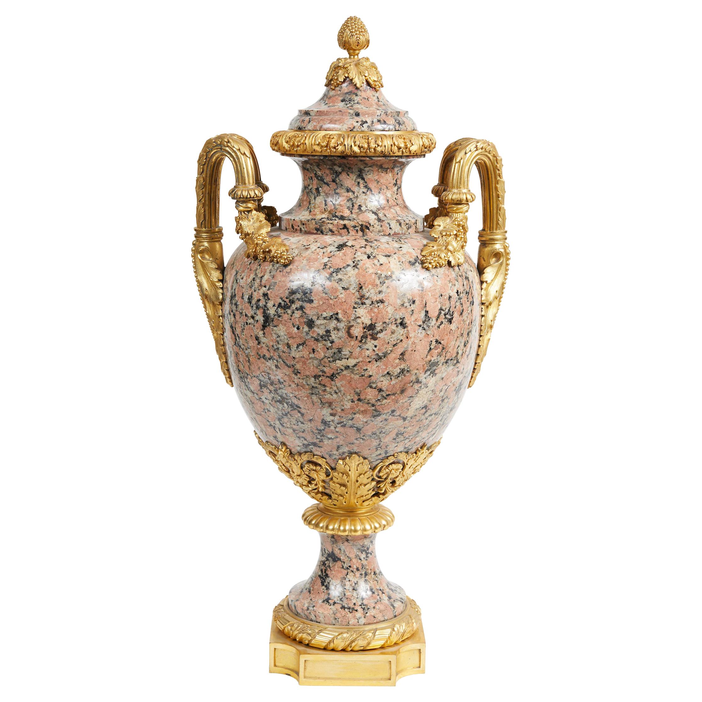Important Belle Époque Period Louis XVI Style Granite Urn