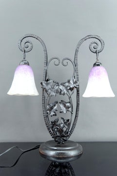 Bedeutende Lampe aus Schmiedeeisen von Schneider, Frankreich, Art Deco, 1920er Jahre