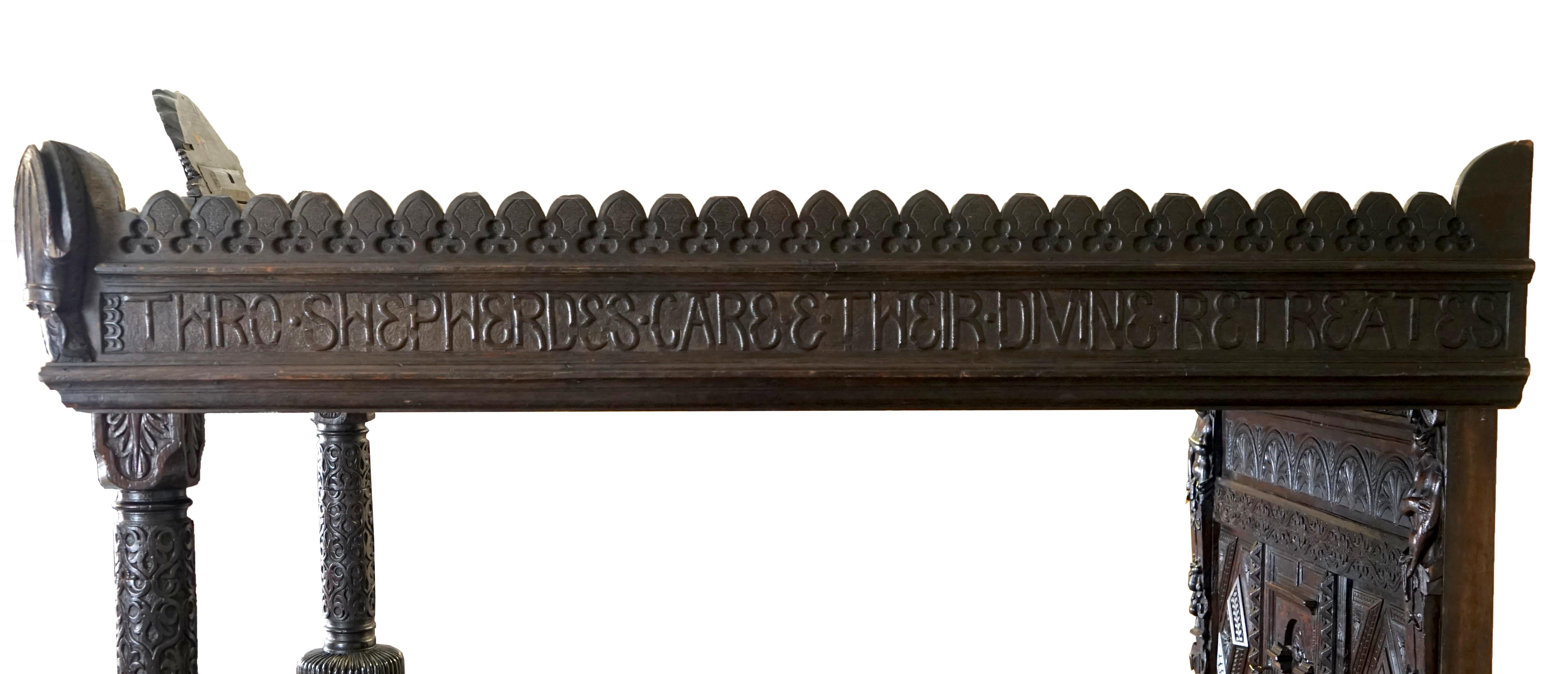 IMPORTANT BISHOP JAMES STANLEY 1508 KING HENRY VII ENGLiSH OAK TUDOR TESTER BED For Sale 2